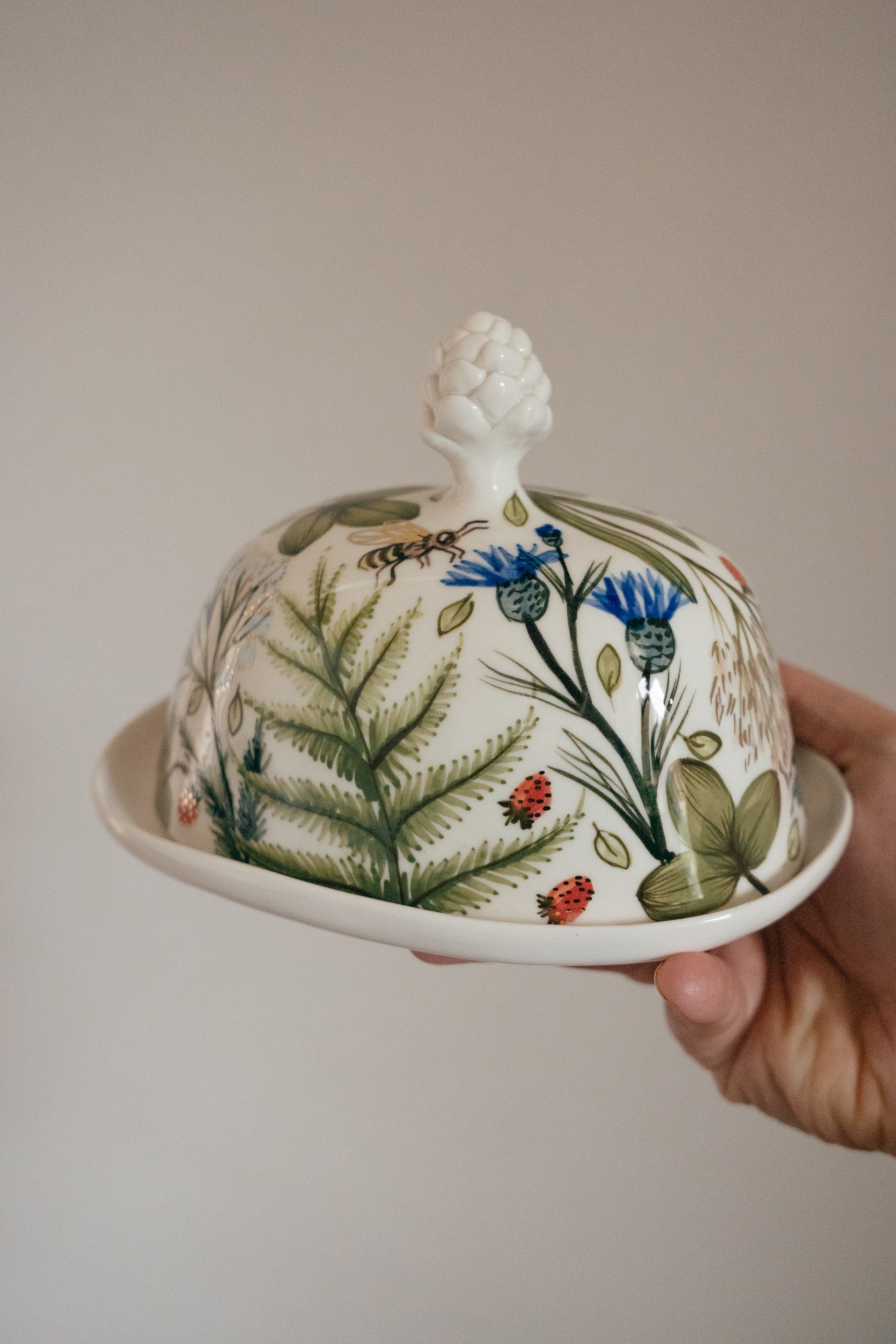 Porcelain butter dish | Summer meadow