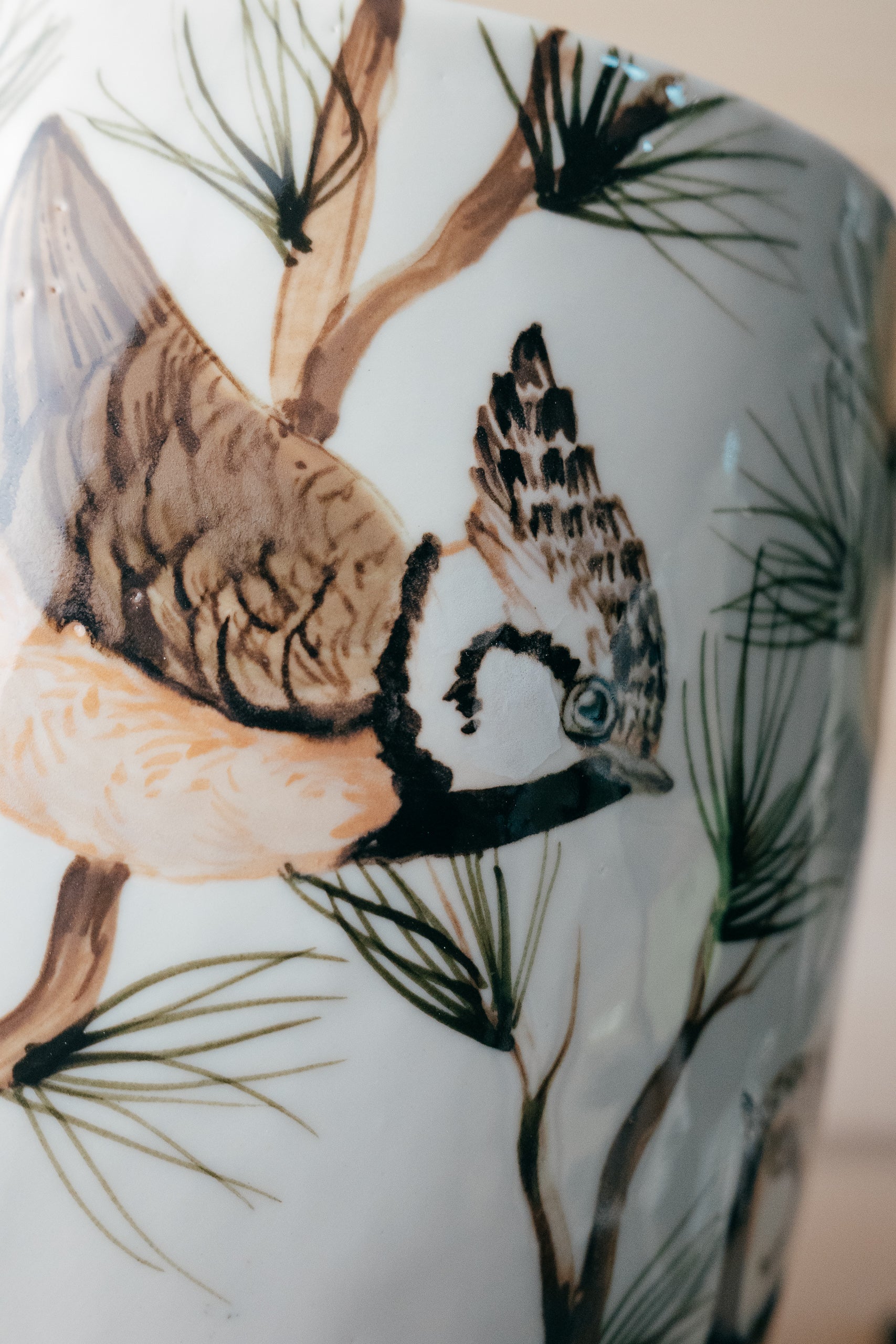 Crested Tit | Large Porcelain Vase