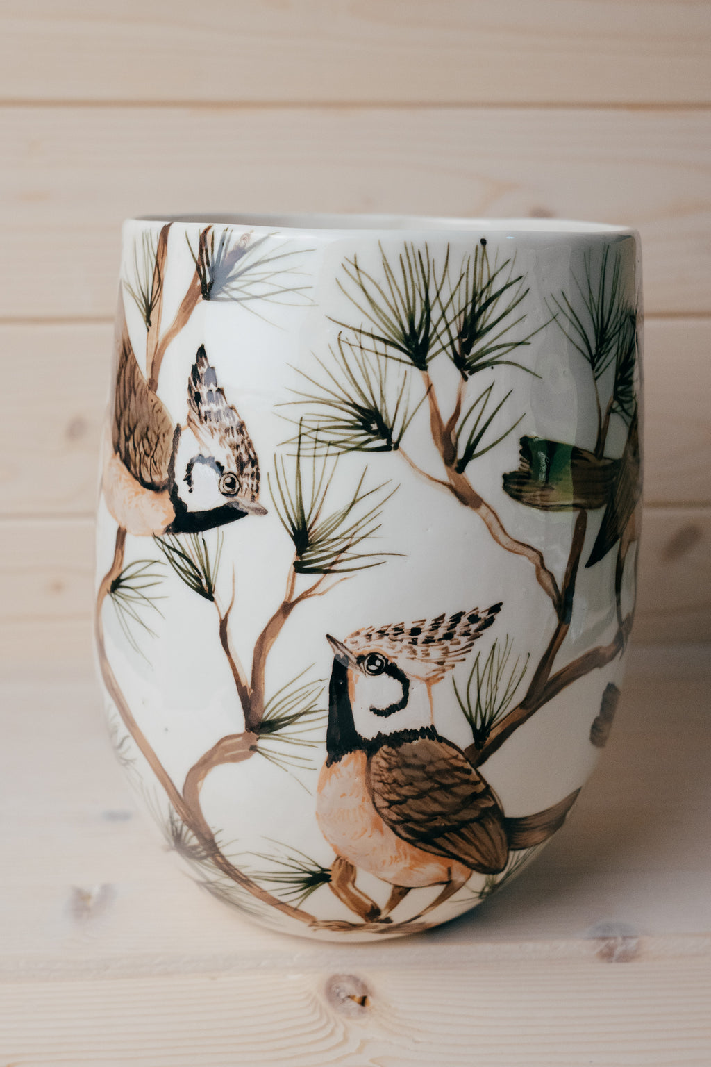 Crested Tit | Large Porcelain Vase