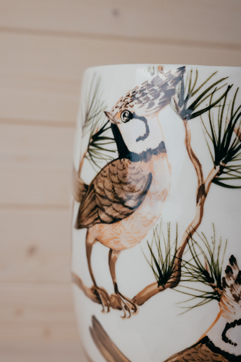 Crested Tit | Large Porcelain Vase