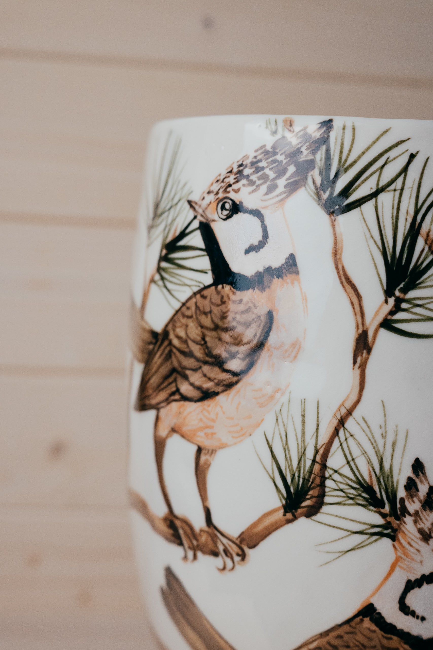 Crested Tit | Large Porcelain Vase