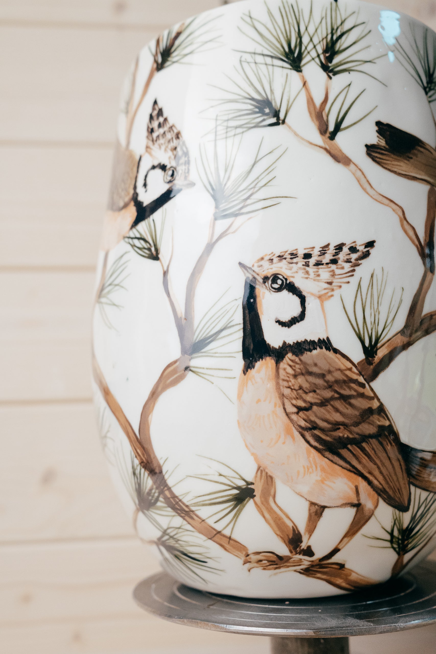 Crested Tit | Large Porcelain Vase