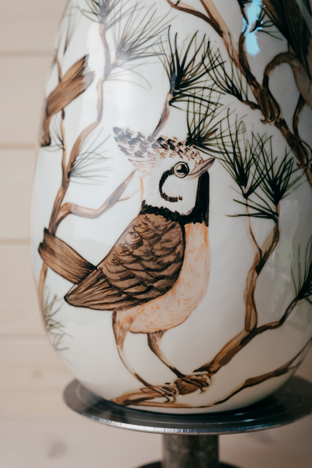 Crested Tit | Large Porcelain Vase