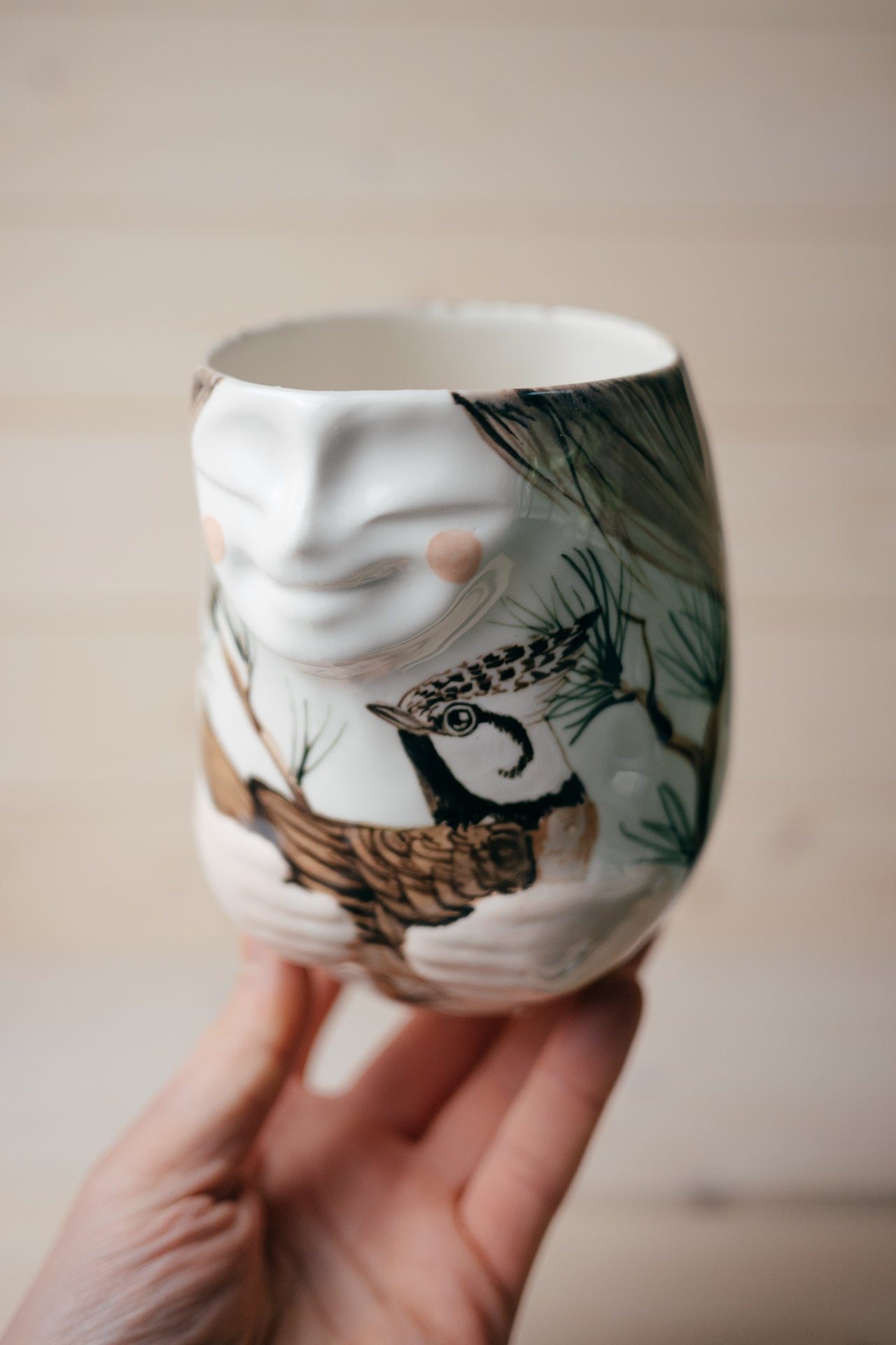 Crested Tit | Porcelain vase