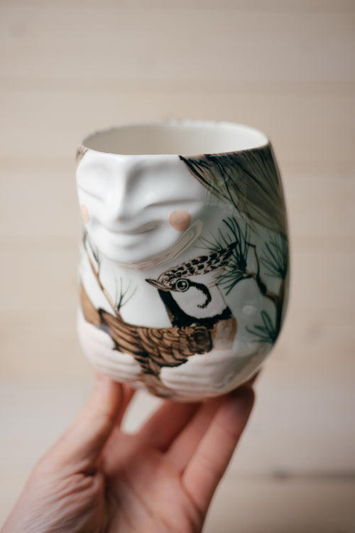 Crested Tit | Porcelain vase