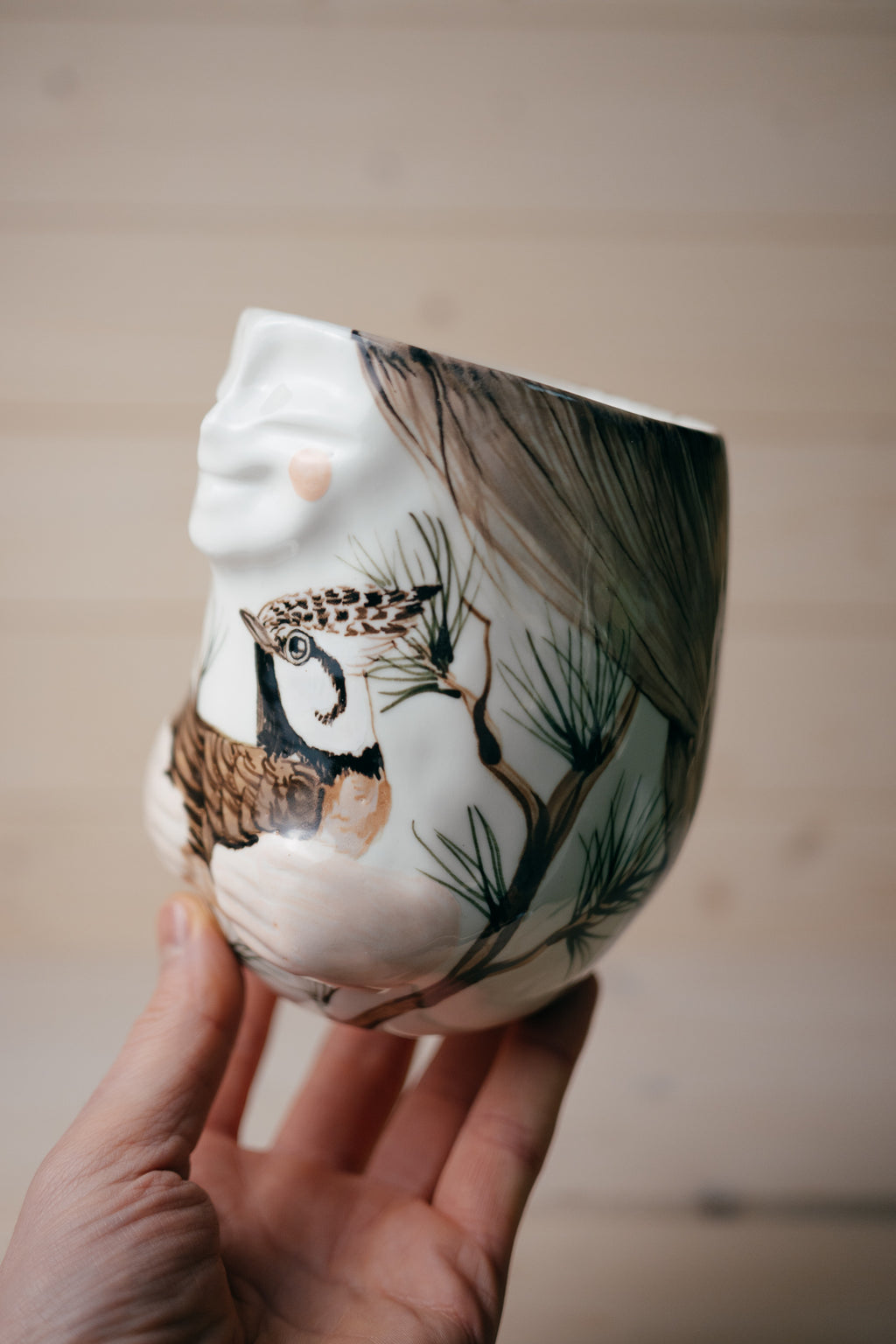 Crested Tit | Porcelain vase