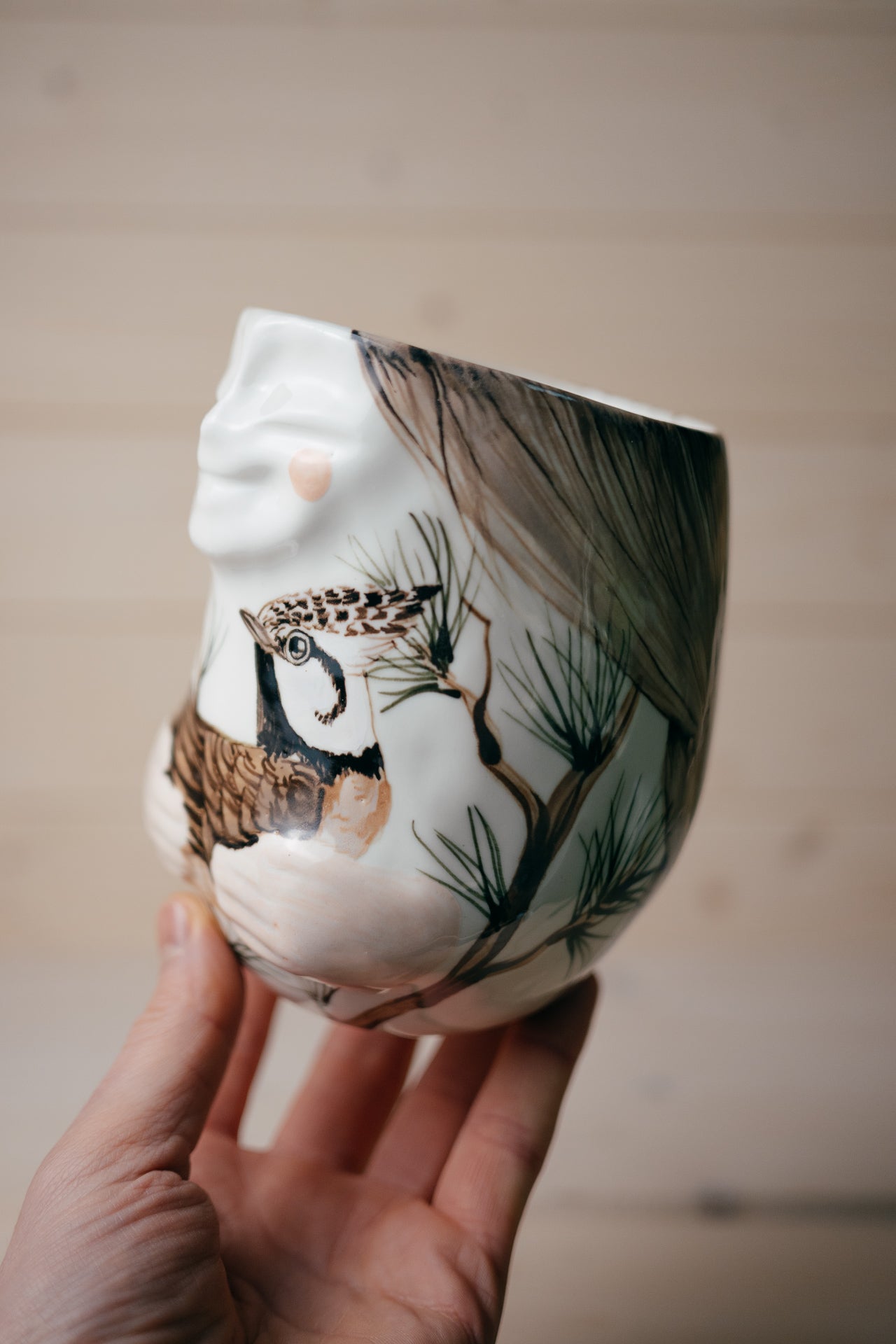 Crested Tit | Porcelain vase