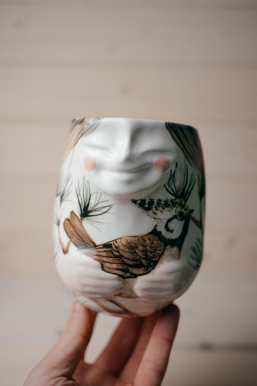 Crested Tit | Porcelain vase