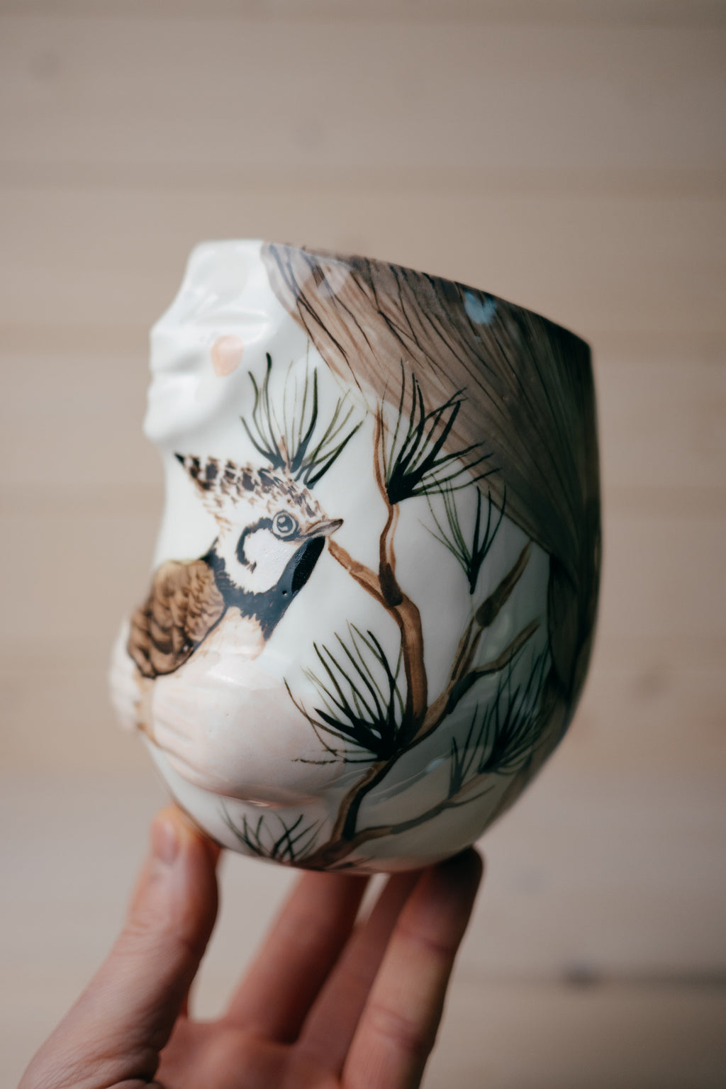 Crested Tit | Porcelain vase