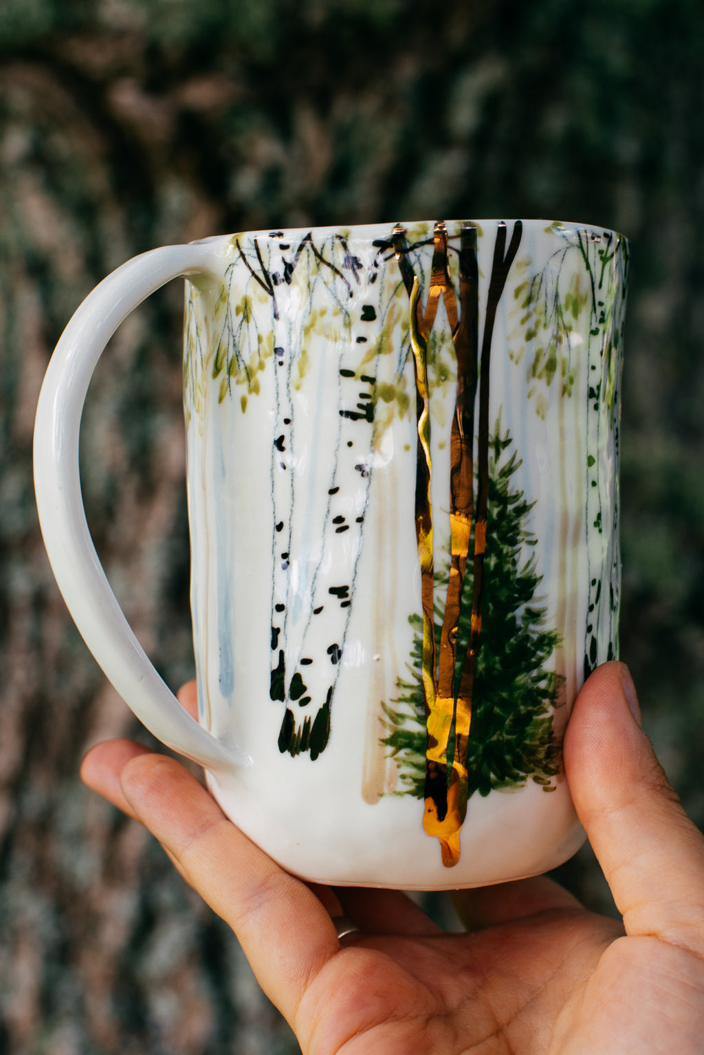 Golden forest | Porcelain mug