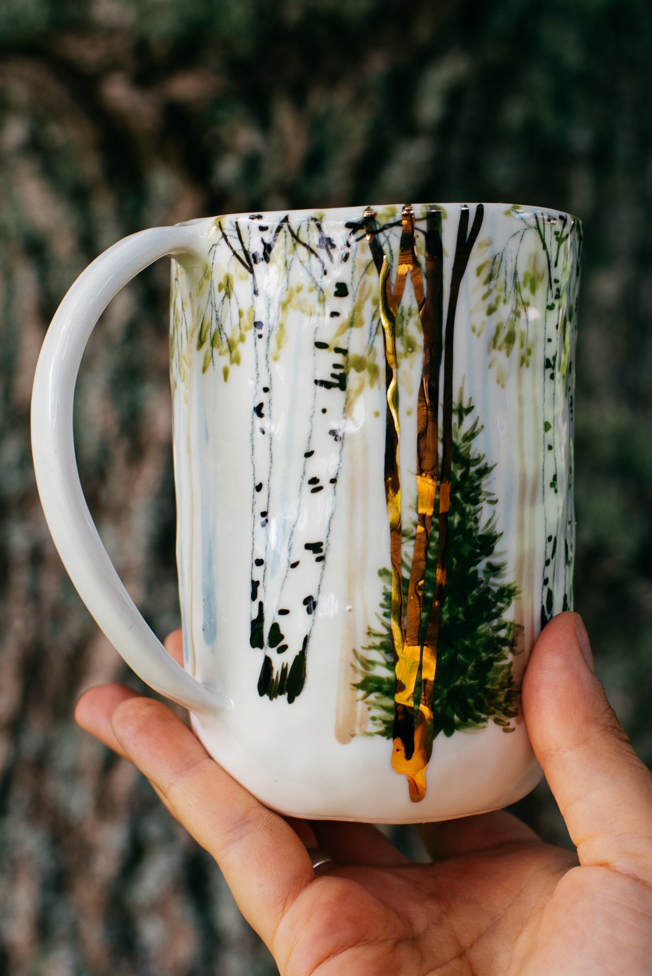 Golden forest | Porcelain mug