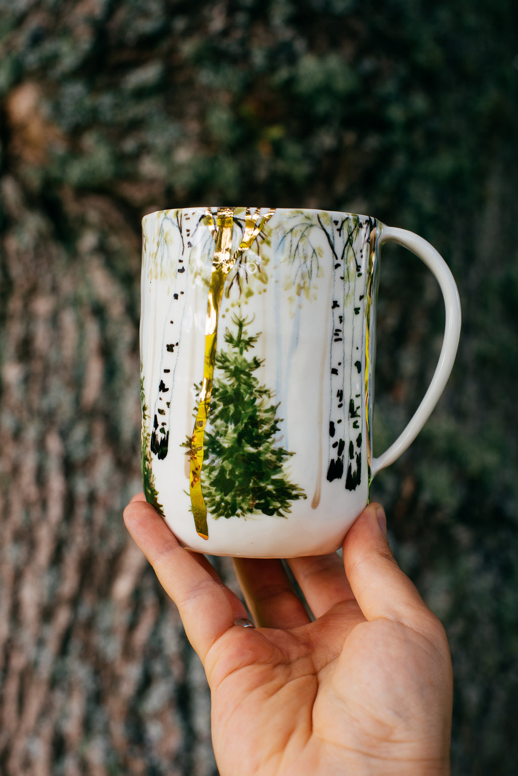 Golden forest | Porcelain mug