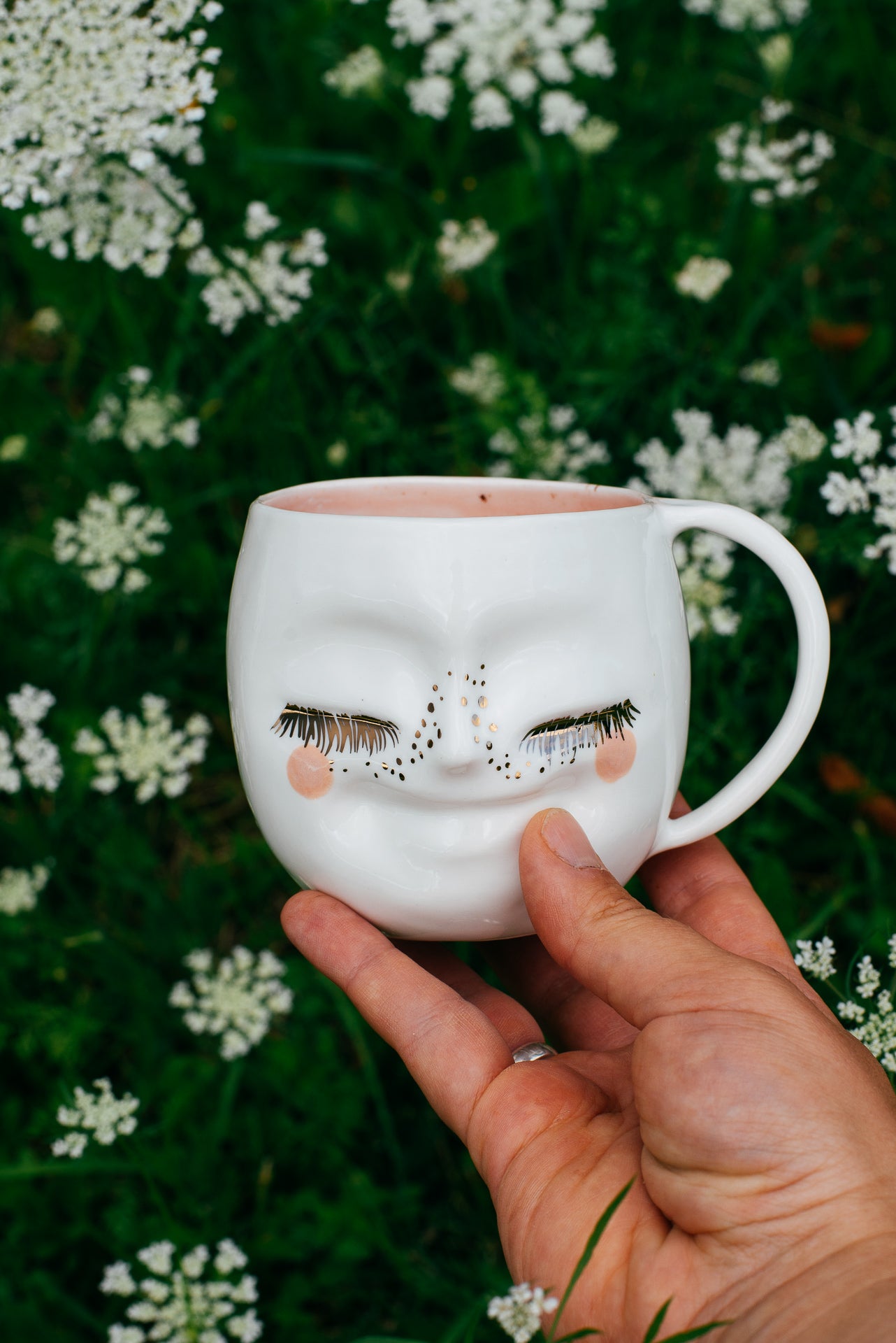 Happy face M rounded size | Porcelain mug