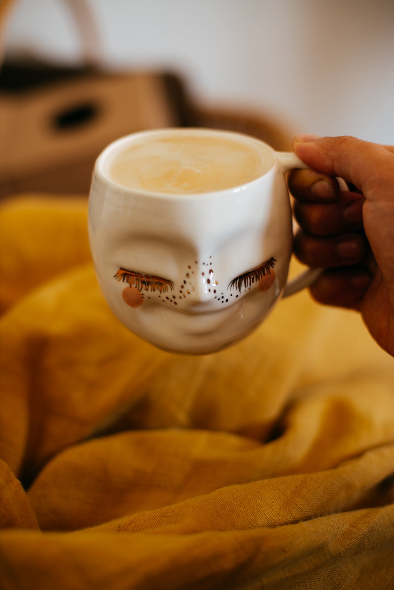 Happy face M rounded size | Porcelain mug