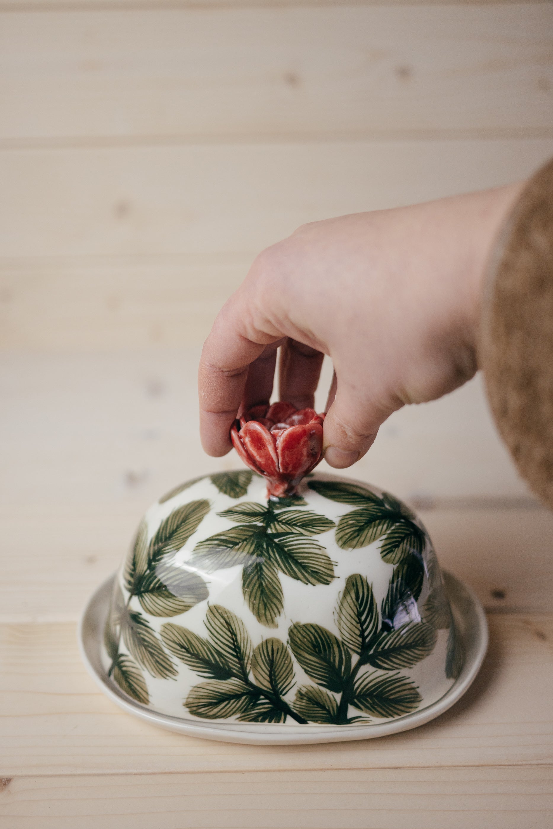 Porcelain butter dish | Rose