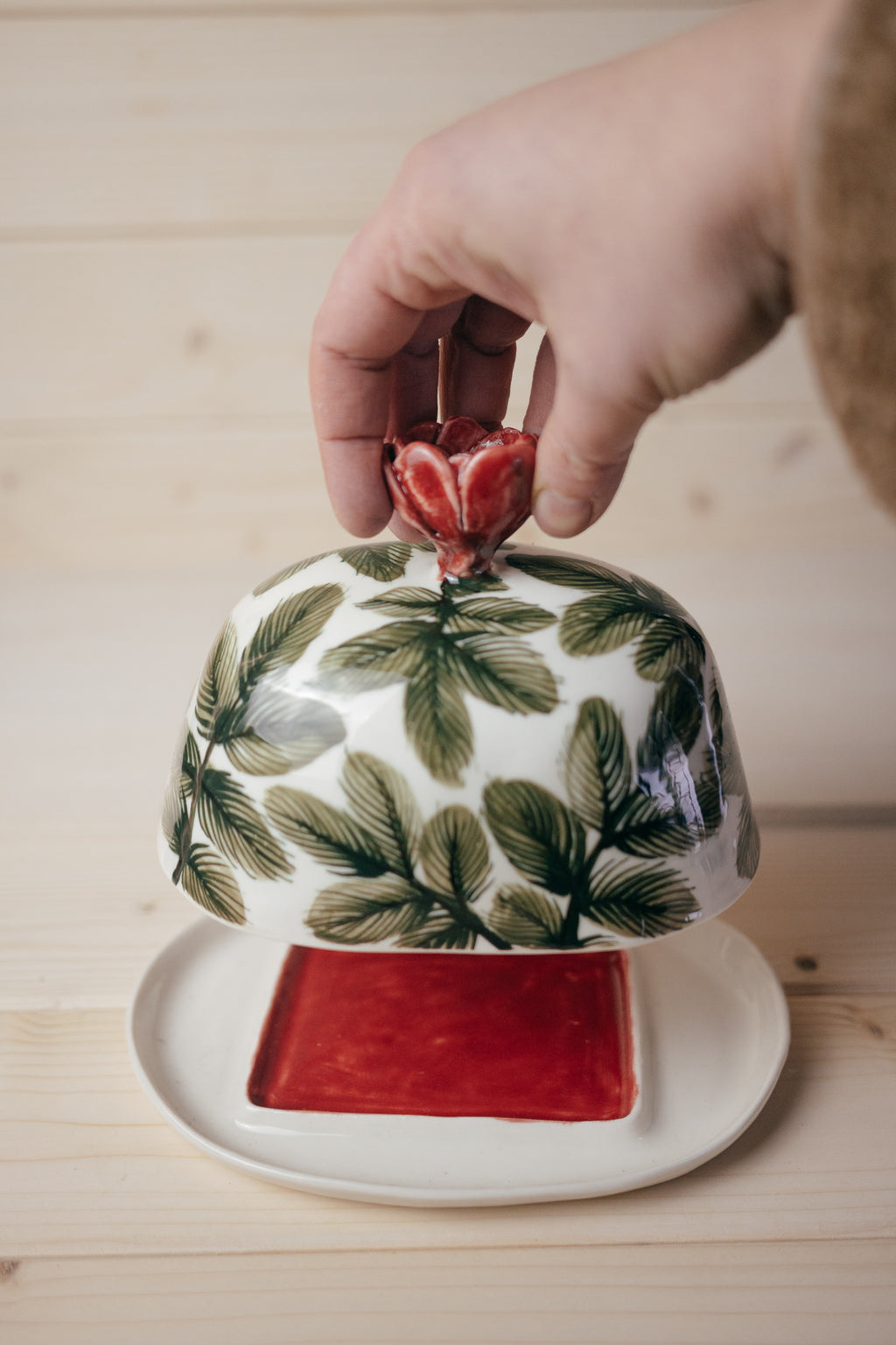 Porcelain butter dish | Rose