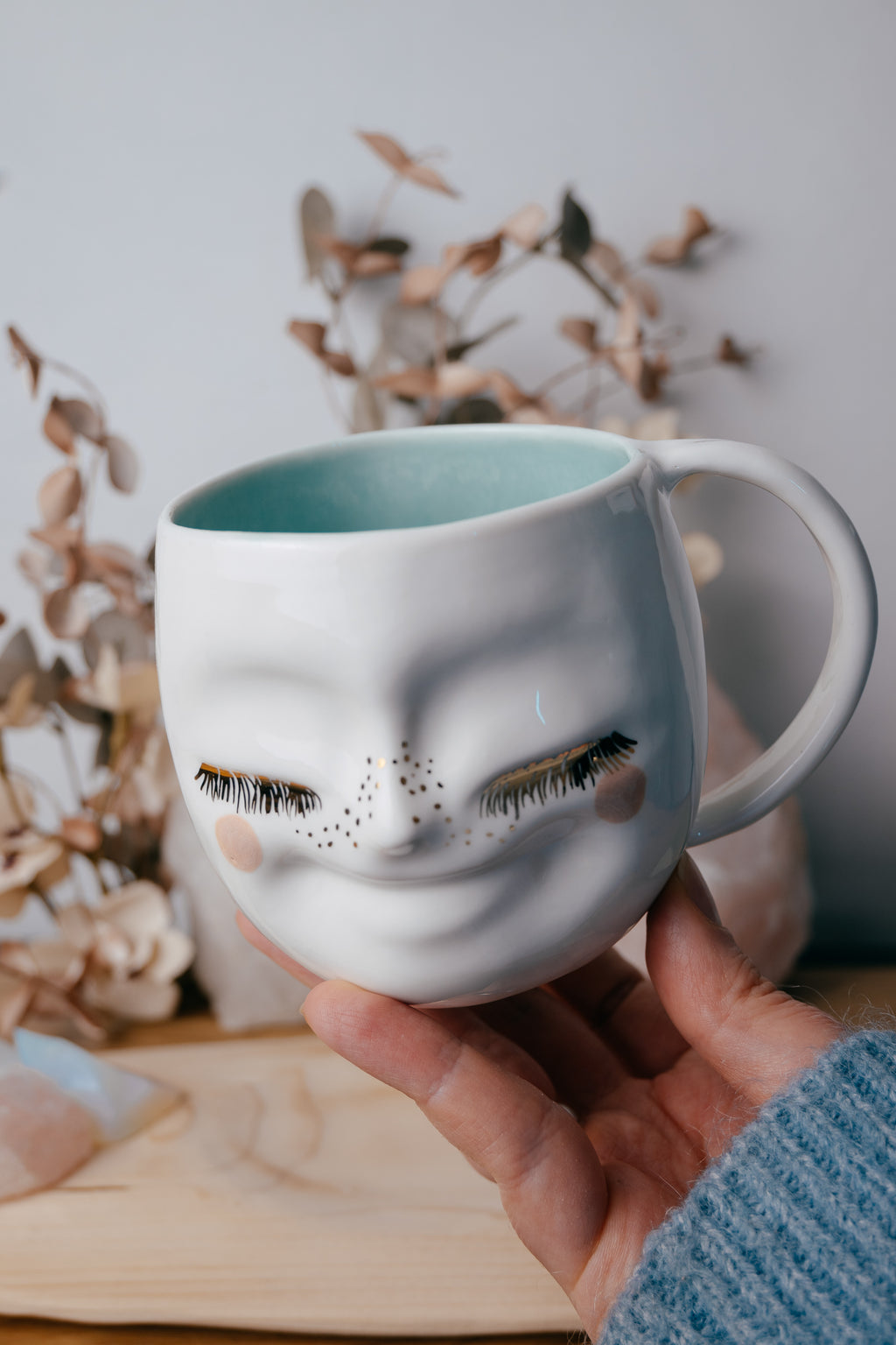 Happy face M rounded size | Porcelain mug