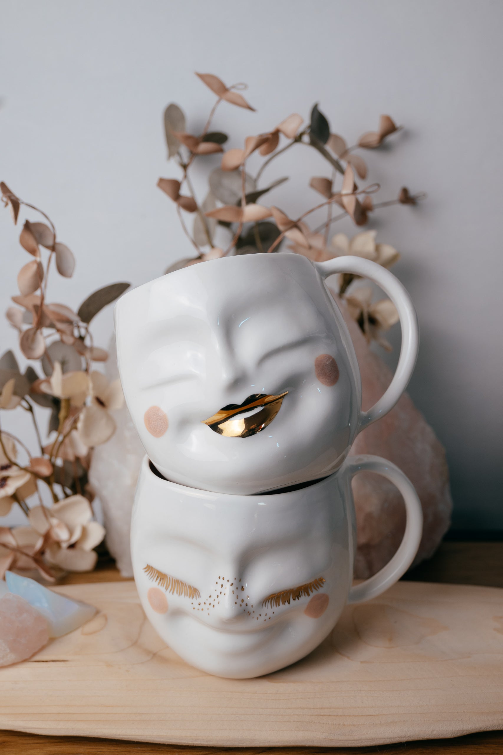 Happy face M rounded size | Porcelain mug