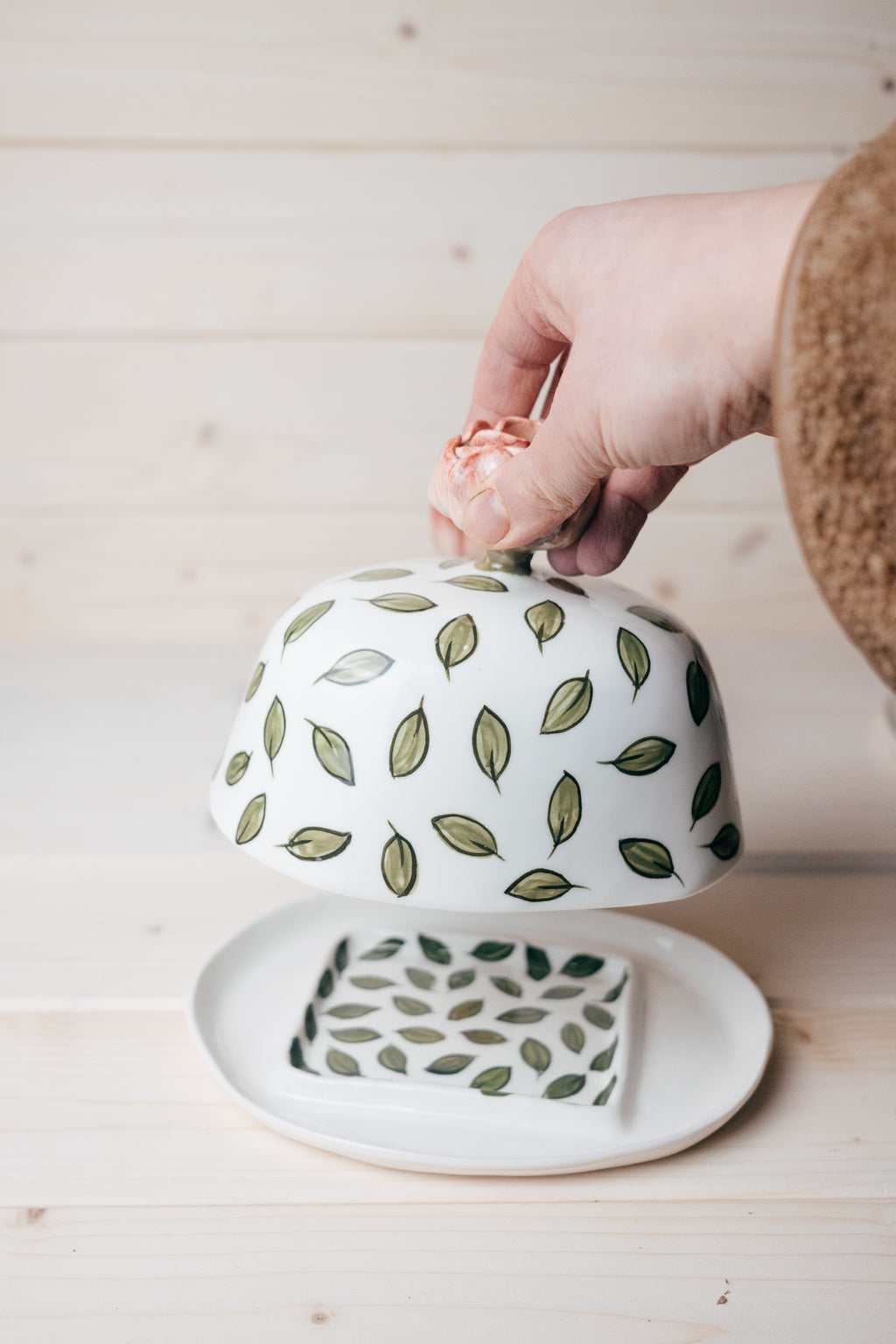 Roze | Porcelāna sviesta trauks