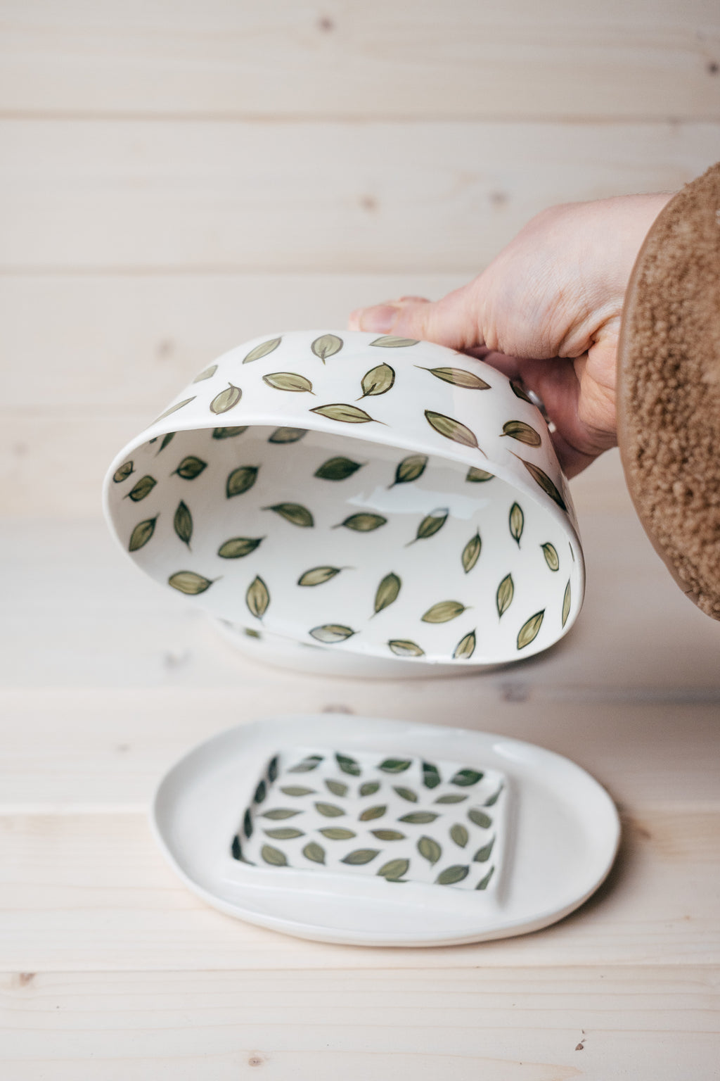 Roze | Porcelāna sviesta trauks