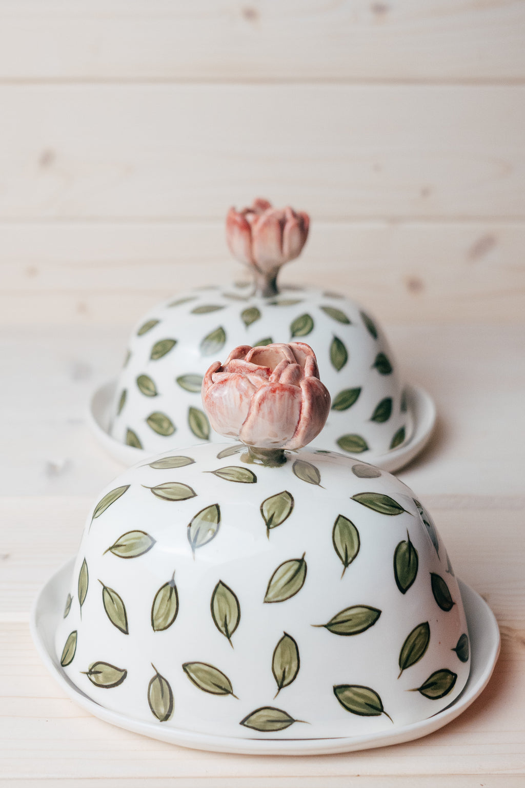 Roze | Porcelāna sviesta trauks