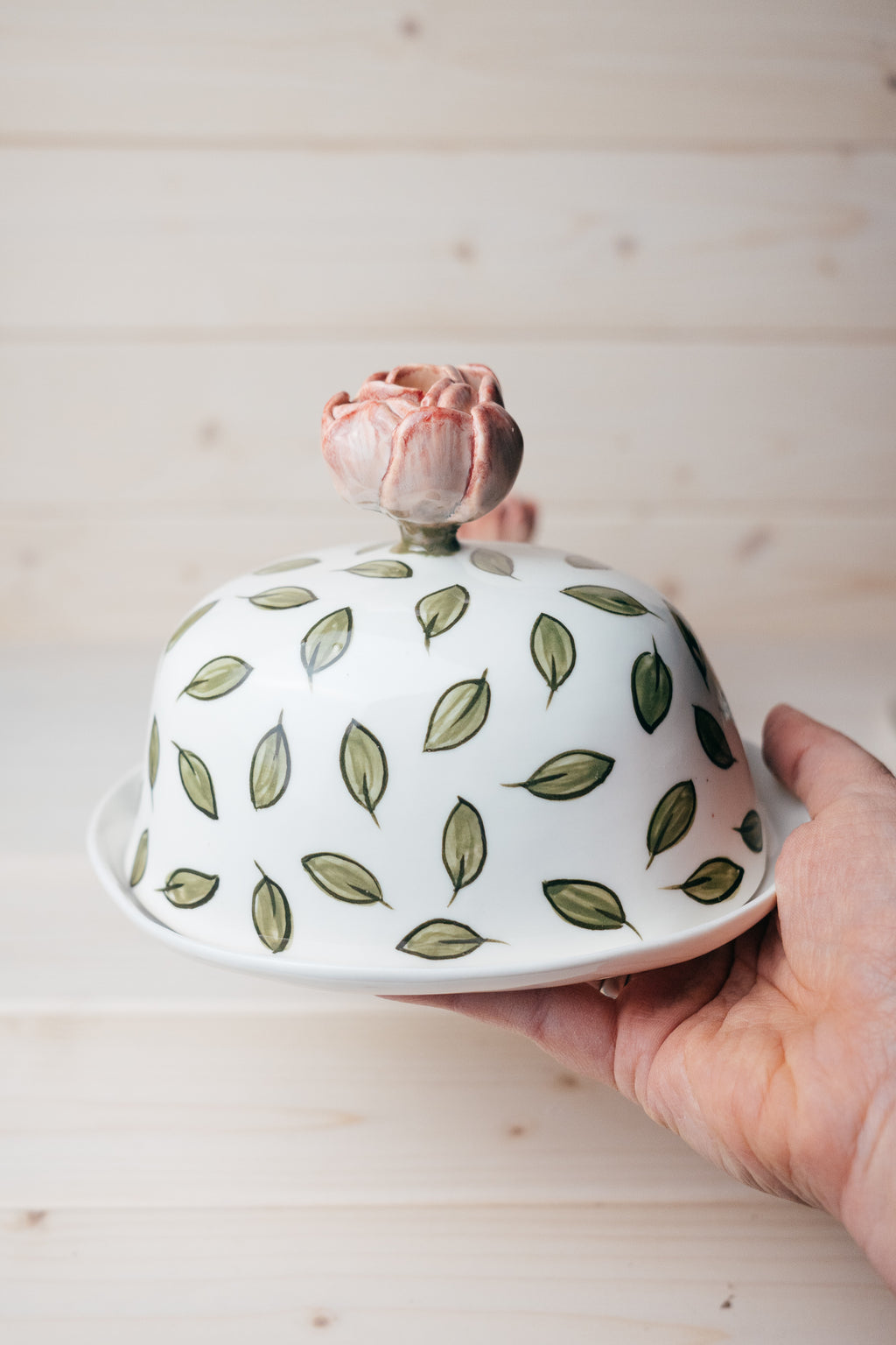 Roze | Porcelāna sviesta trauks