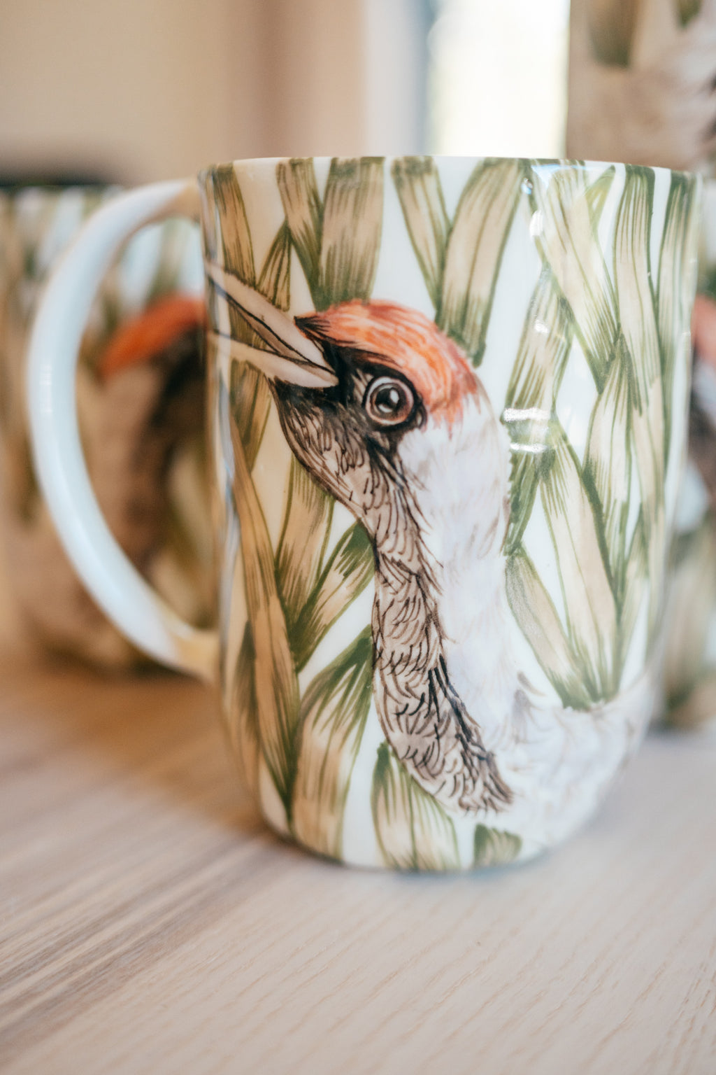 Crane | Hand-painted porcelain mug