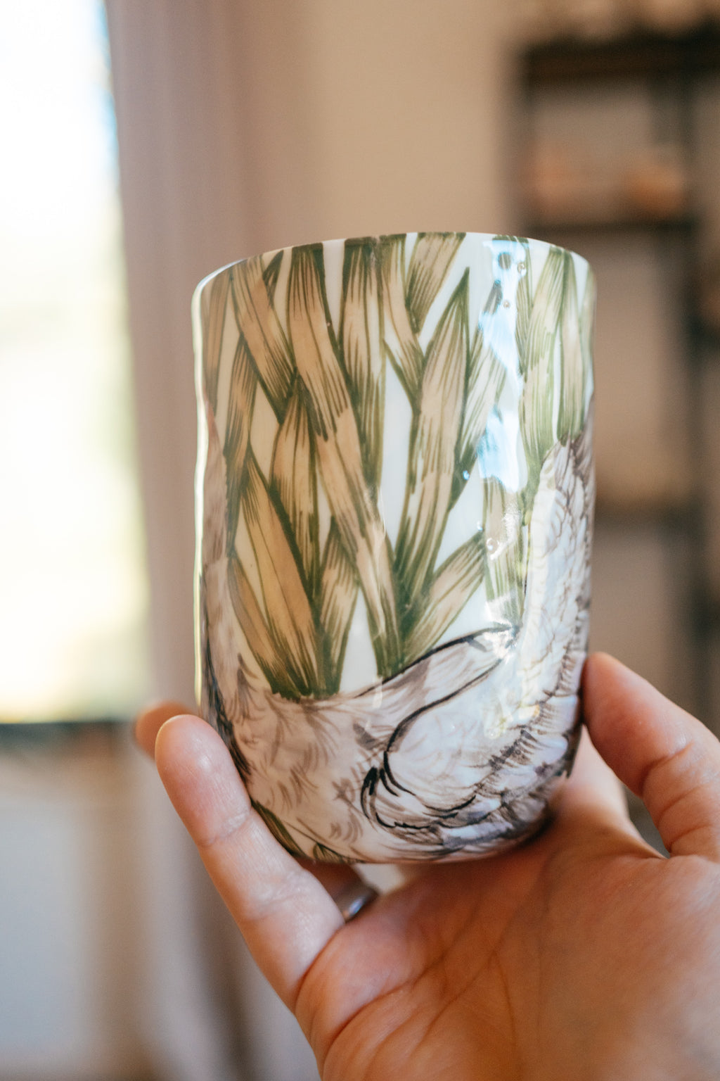 Crane | Hand-painted porcelain mug