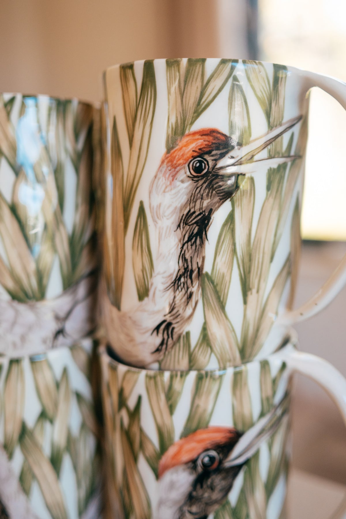 Crane | Hand-painted porcelain mug
