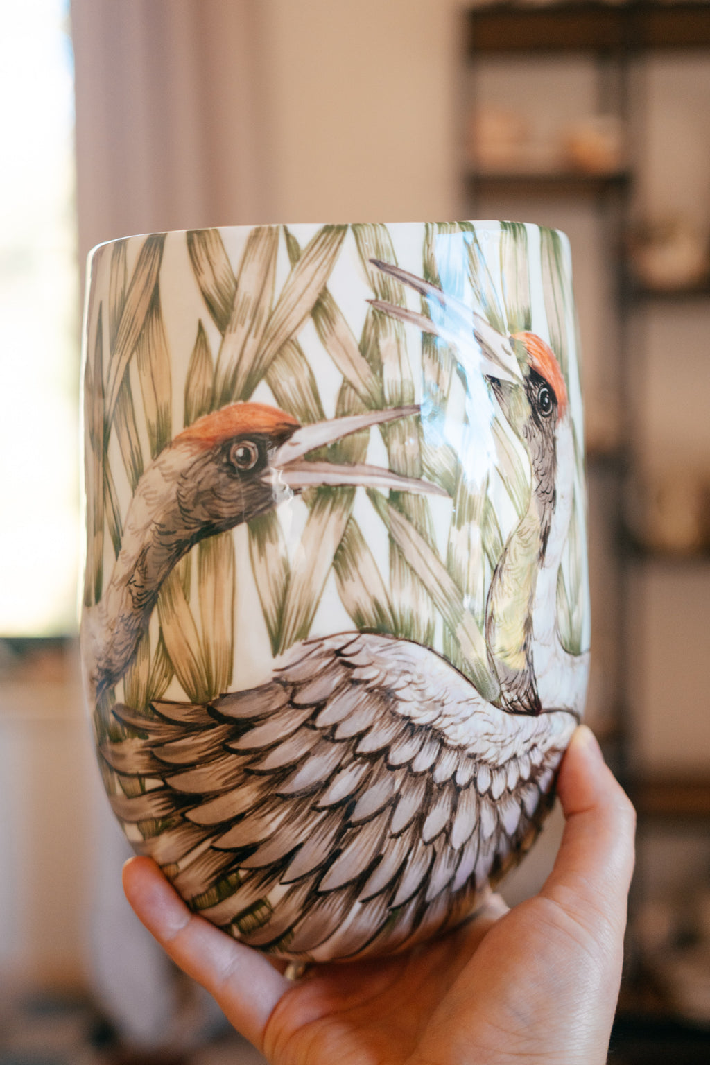 Dzērves | Lielā porcelāna vāze