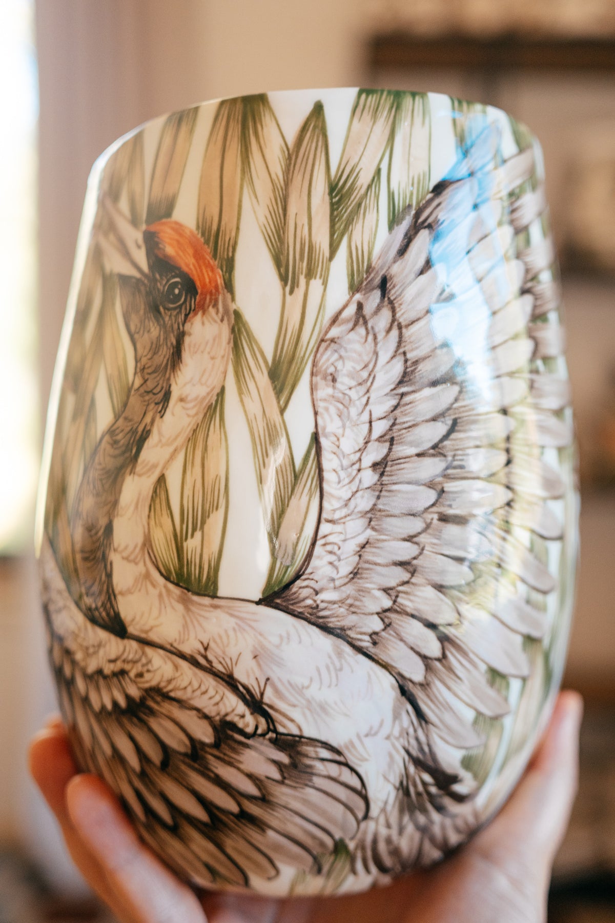 Dzērves | Lielā porcelāna vāze