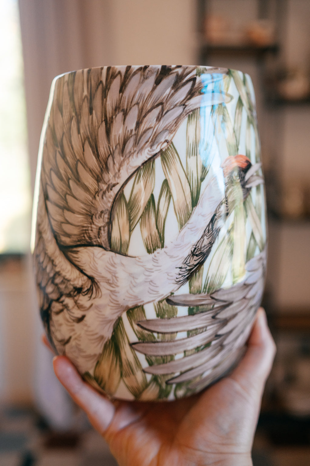 Dzērves | Lielā porcelāna vāze