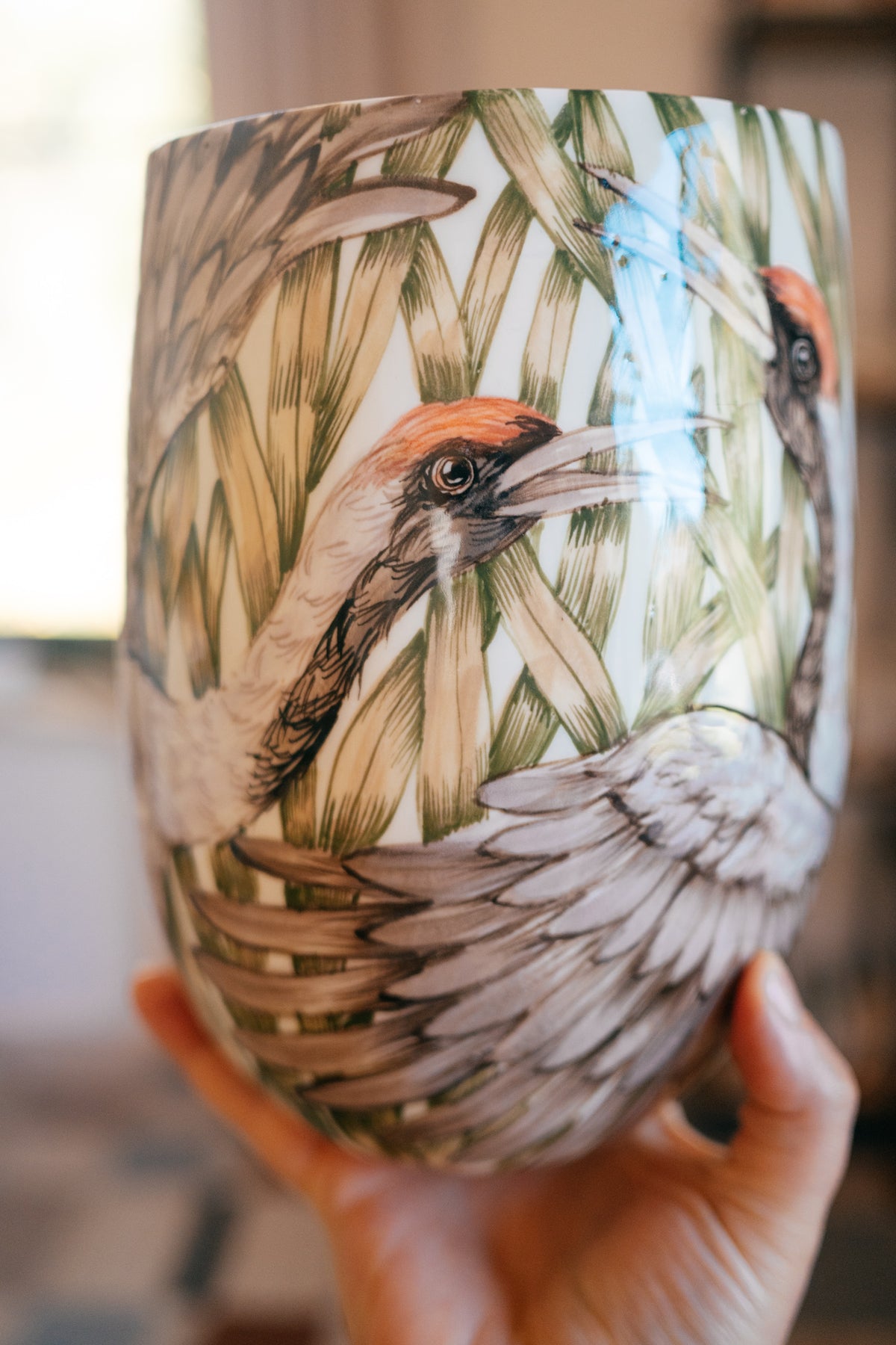 Dzērves | Lielā porcelāna vāze