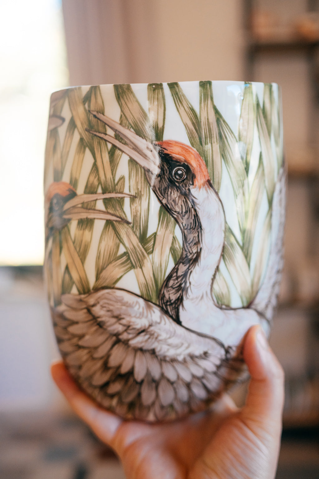 Dzērves | Lielā porcelāna vāze