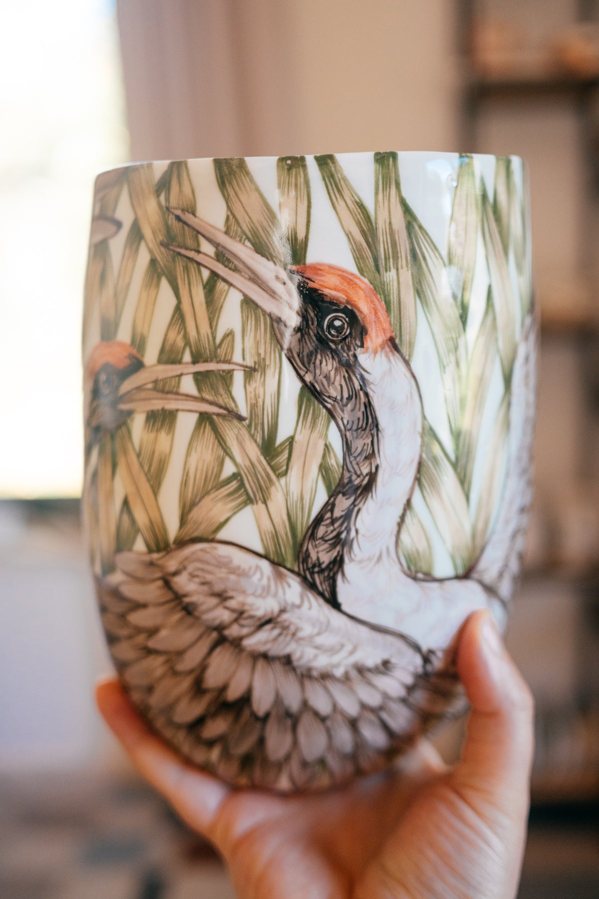 Dzērves | Lielā porcelāna vāze