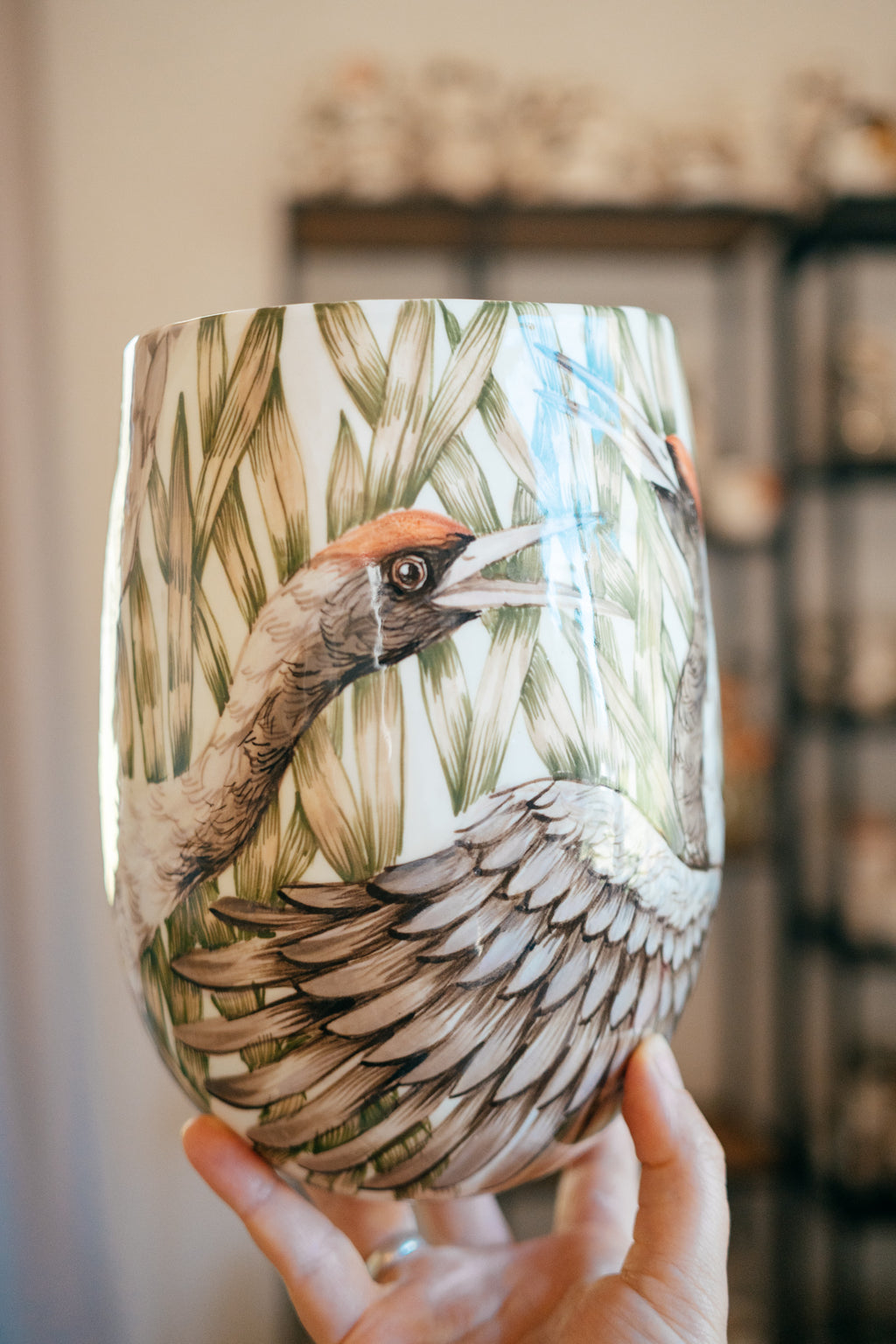 Dzērves | Lielā porcelāna vāze