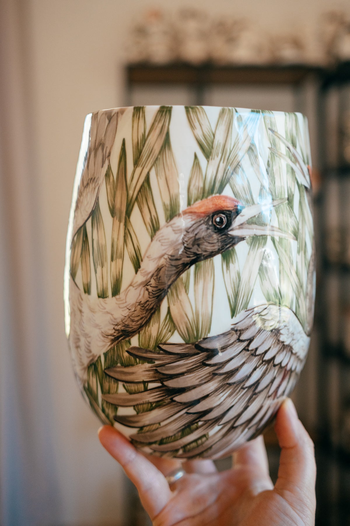 Dzērves | Lielā porcelāna vāze