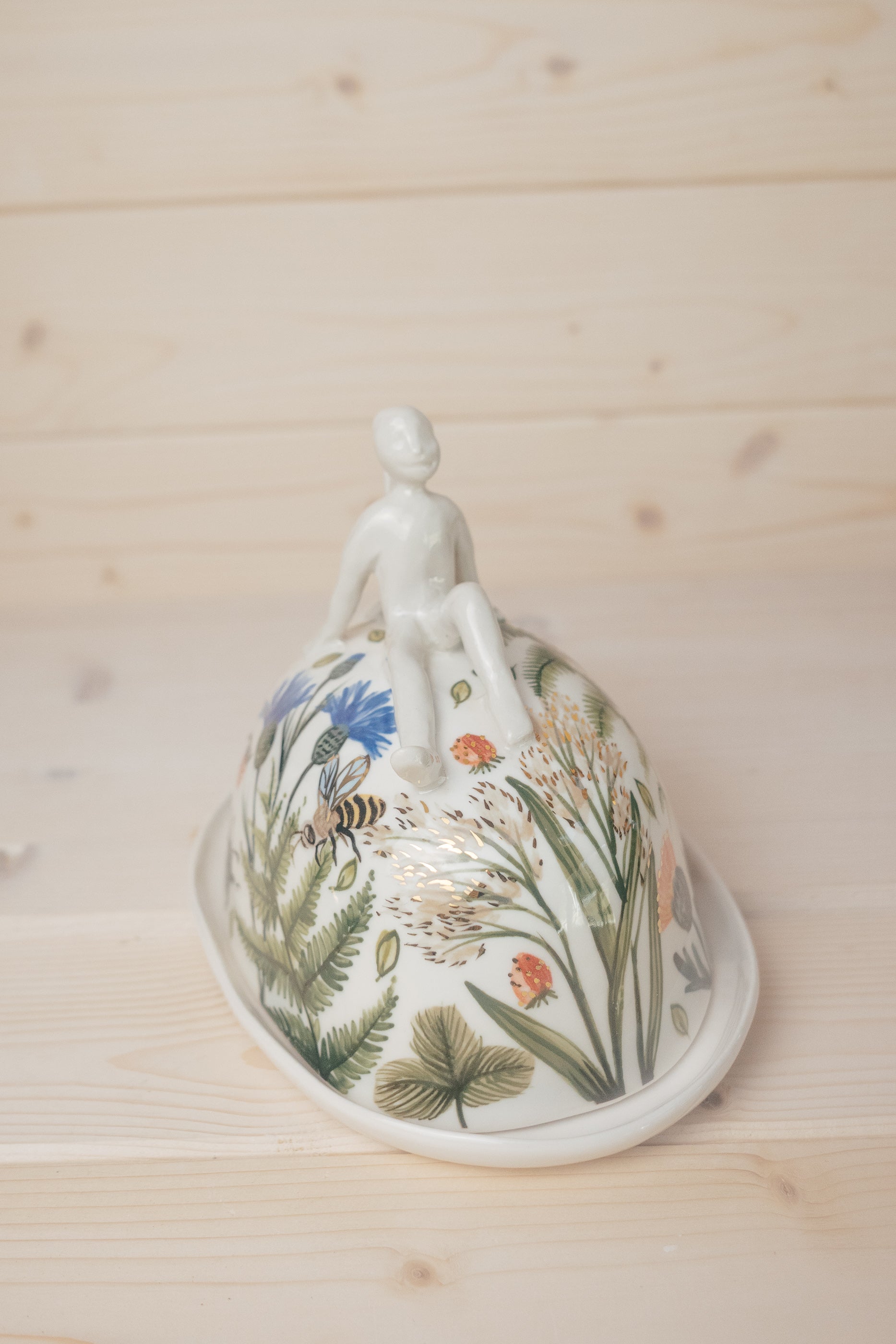 Porcelain butter dish | Summer meadow