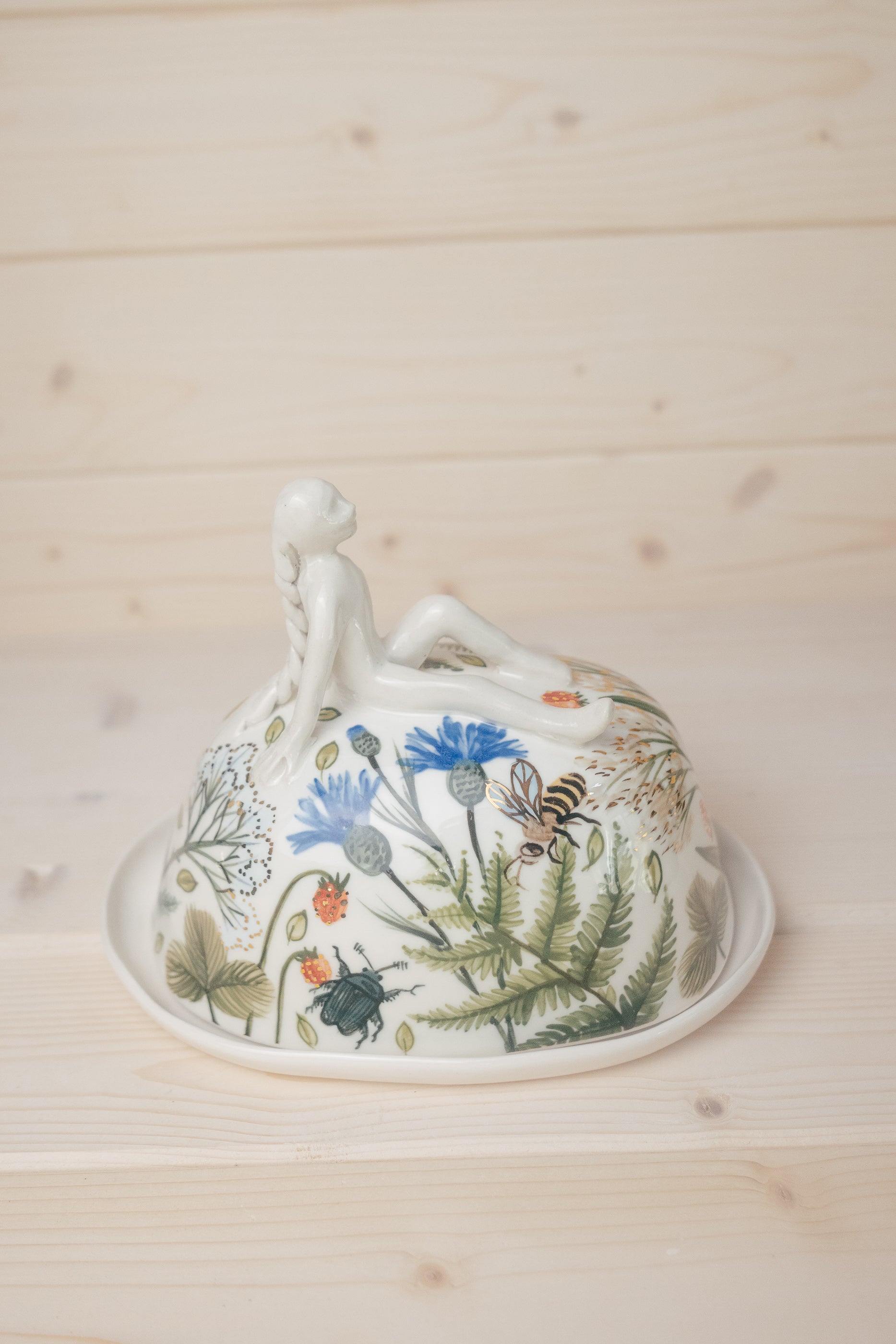Porcelain butter dish | Summer meadow