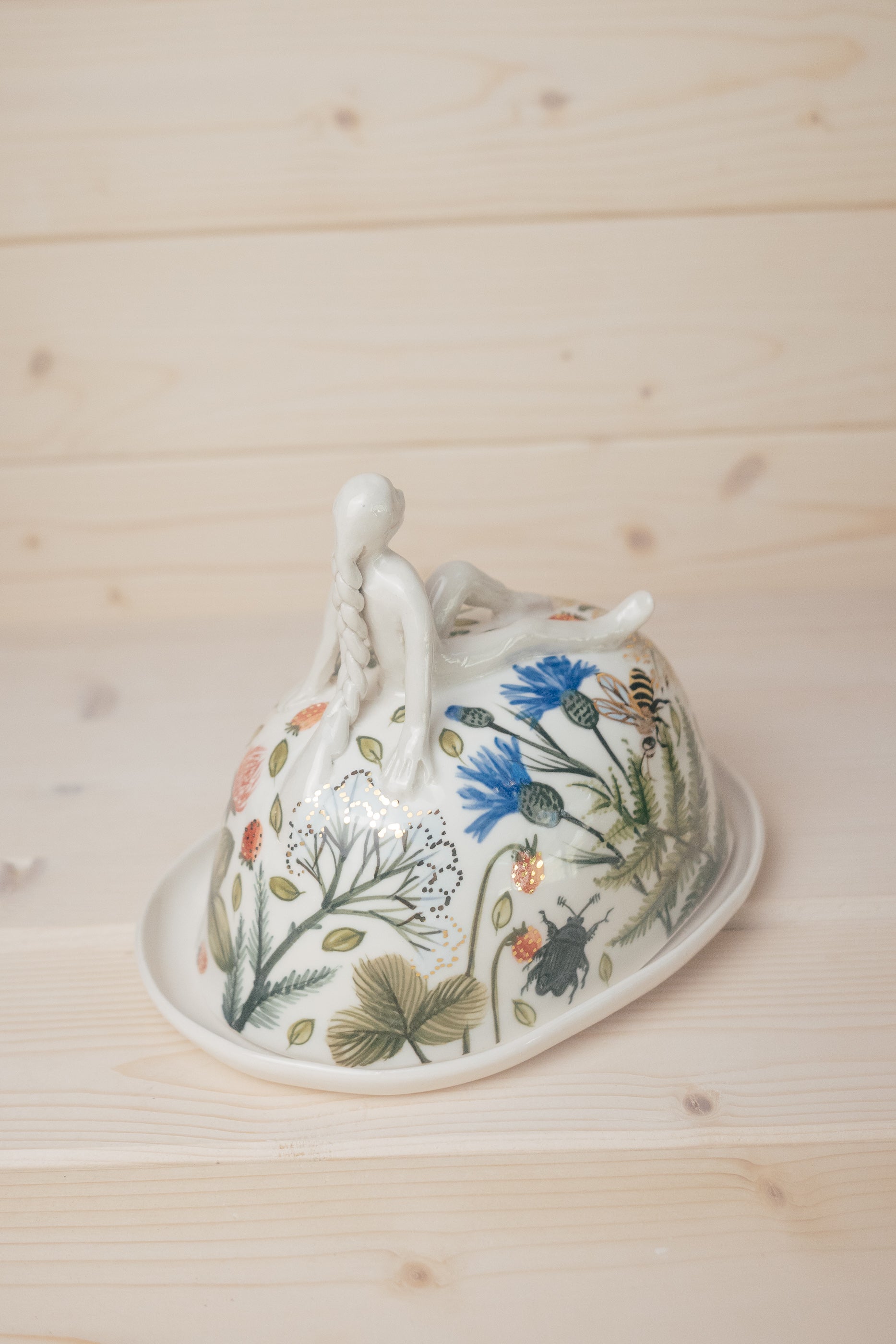 Porcelain butter dish | Summer meadow