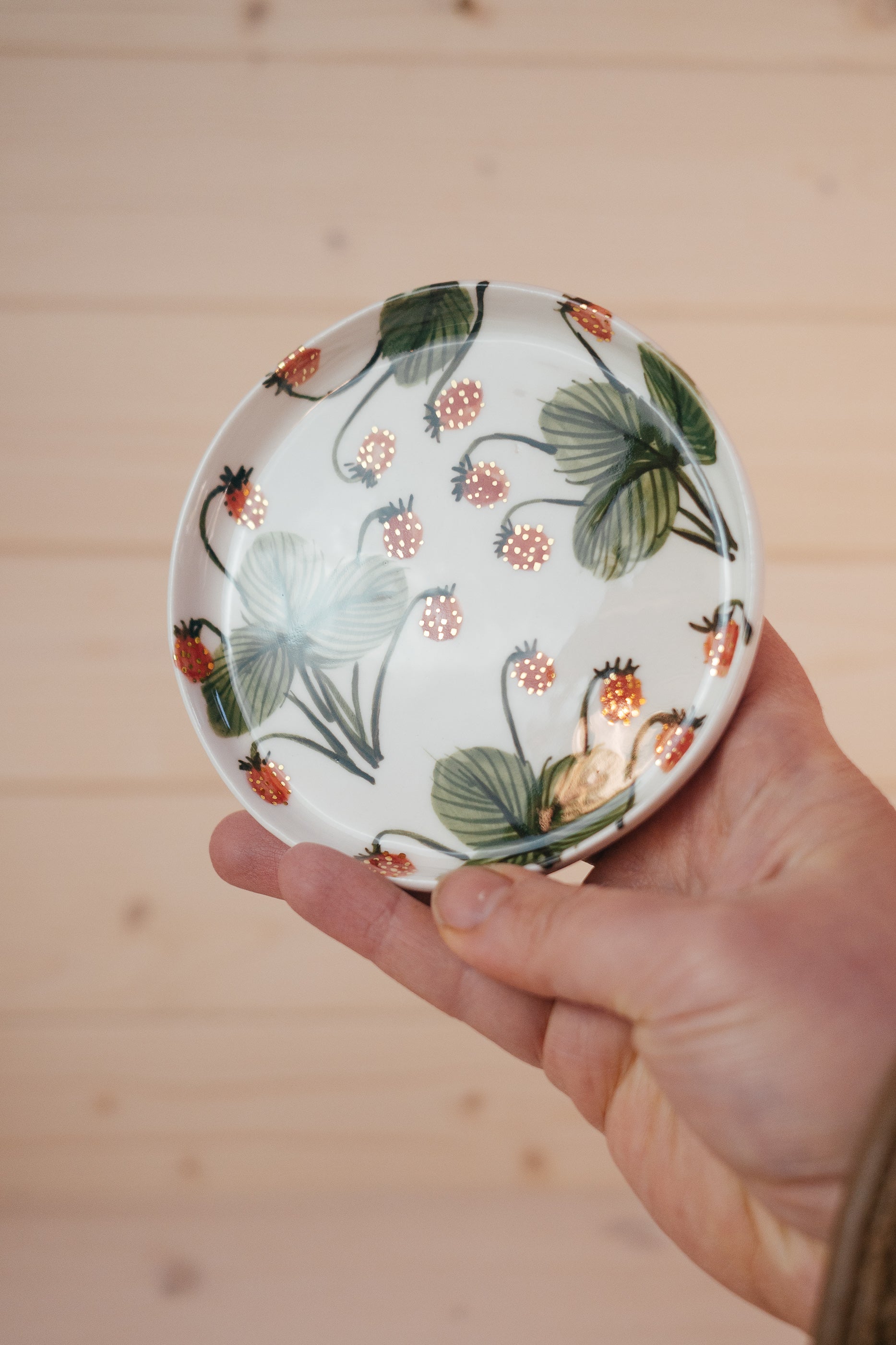 Hand Painted Porcelain Oval Plate | Wild Strawberry Botanical Ceramic