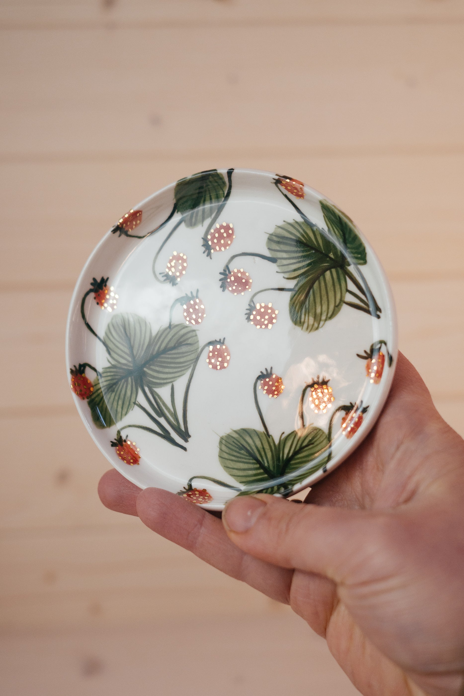 Hand Painted Porcelain Oval Plate | Wild Strawberry Botanical Ceramic