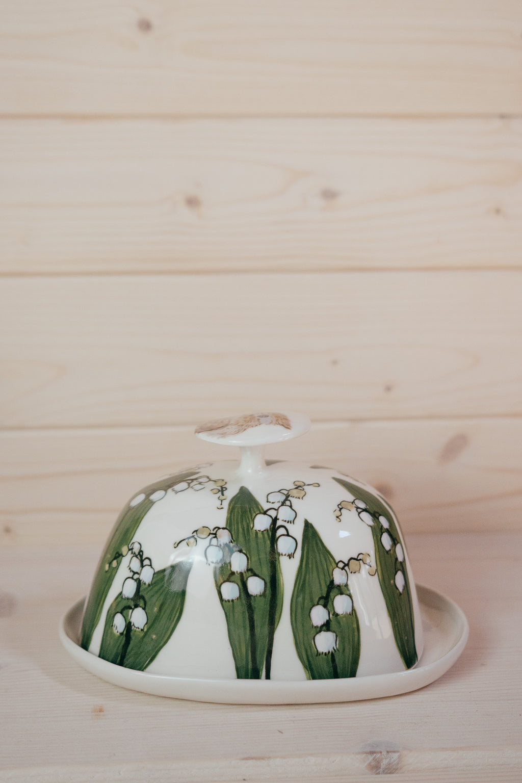 Cīrulis un maijpuķītes | Porcelāna sviesta trauks