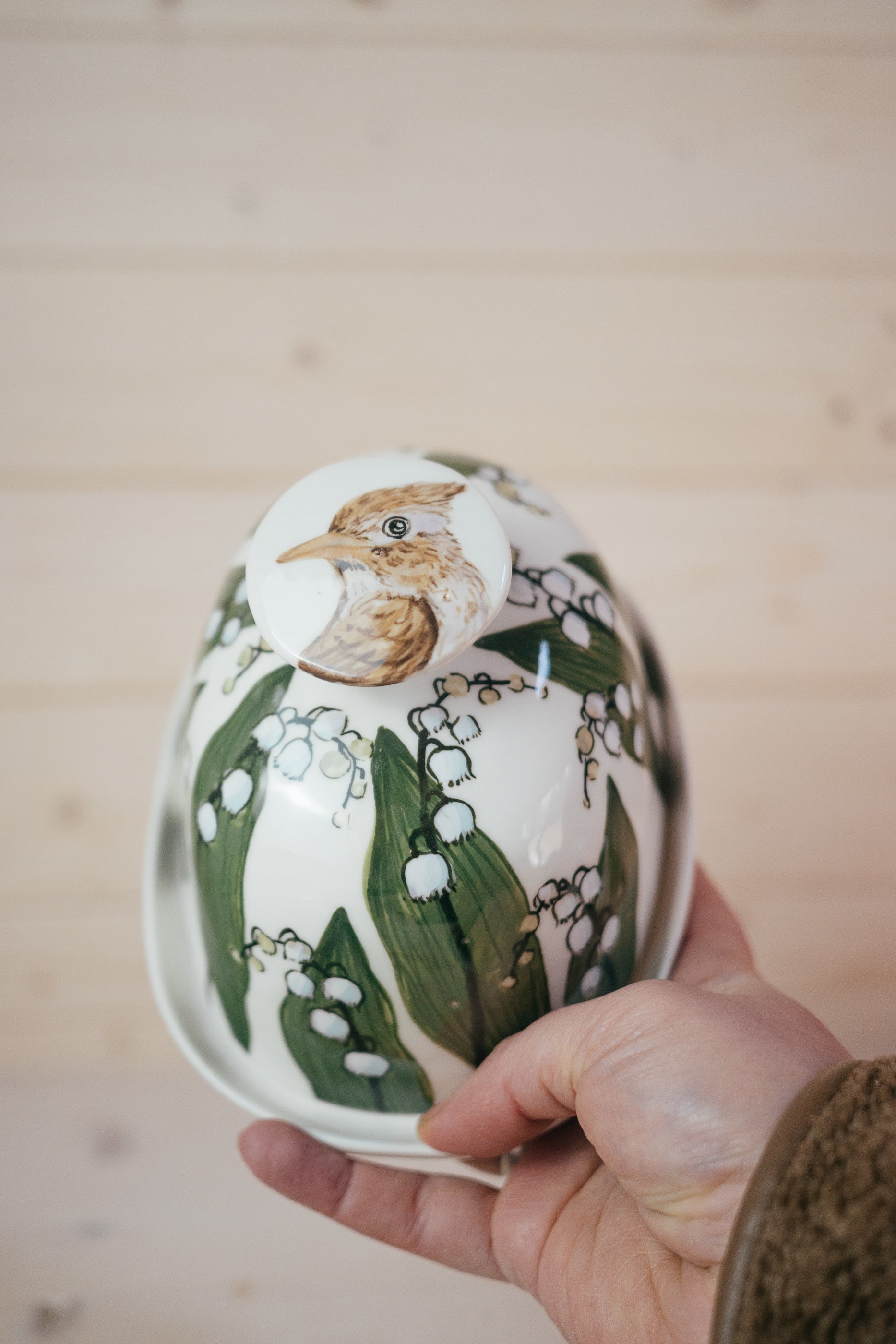 Lark and Lilies of the Valley | Porcelain Butter Dish