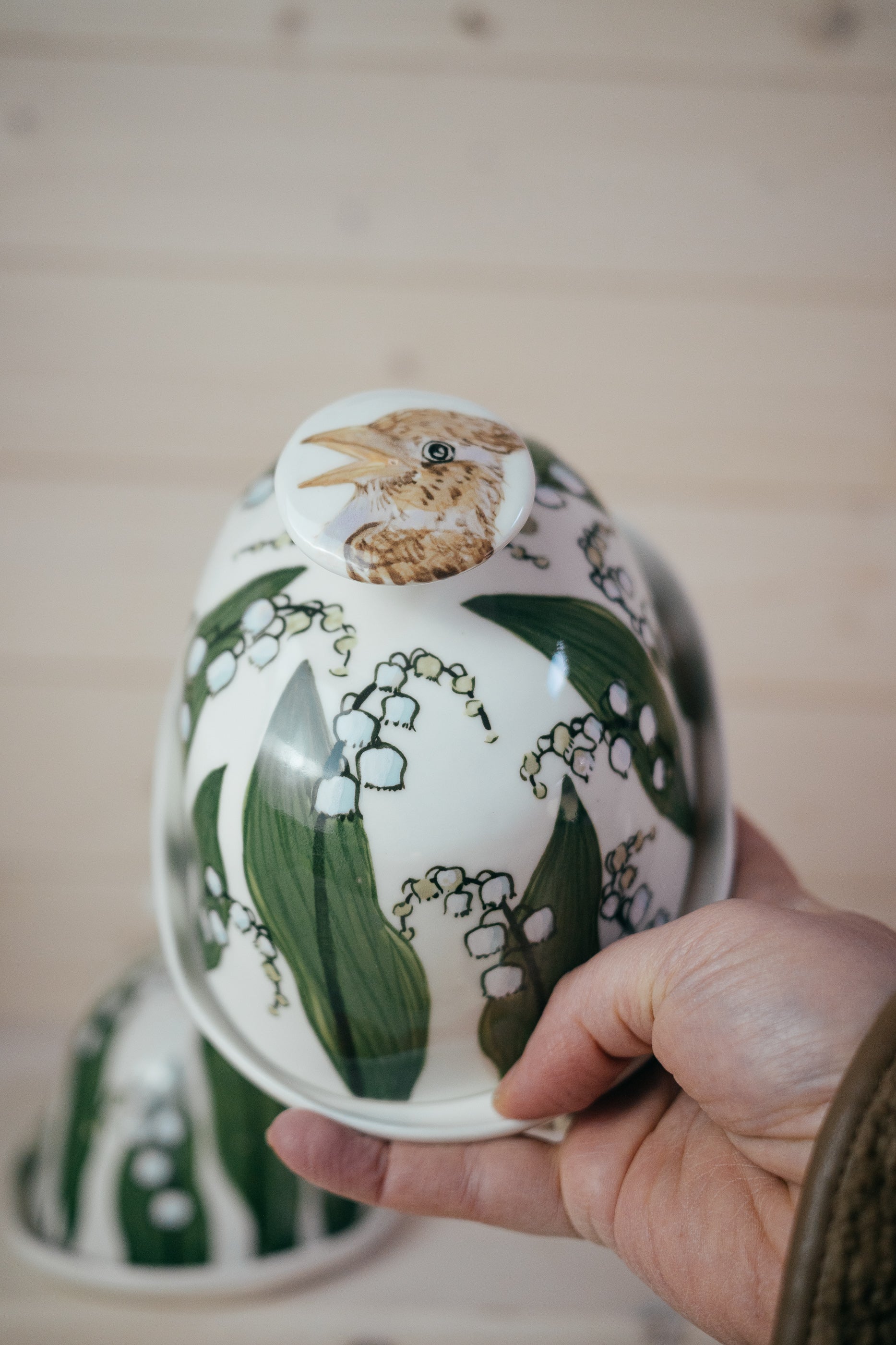 Lark and Lilies of the Valley | Porcelain Butter Dish