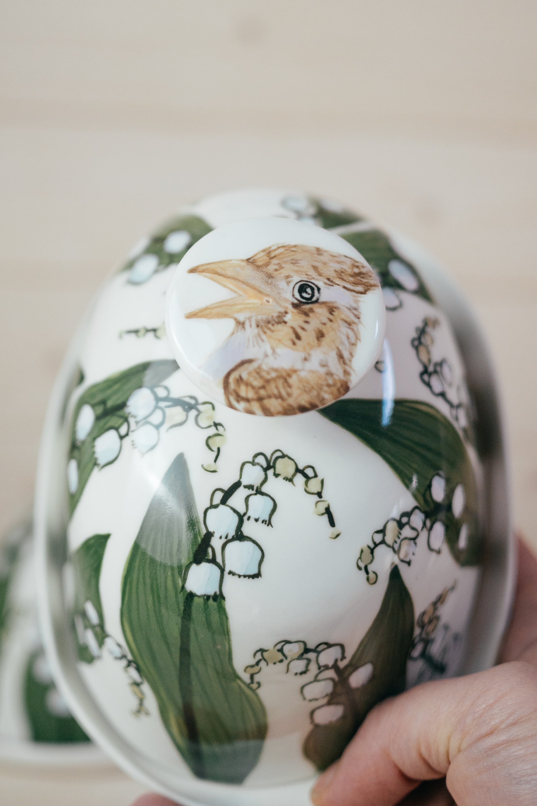 Cīrulis un maijpuķītes | Porcelāna sviesta trauks