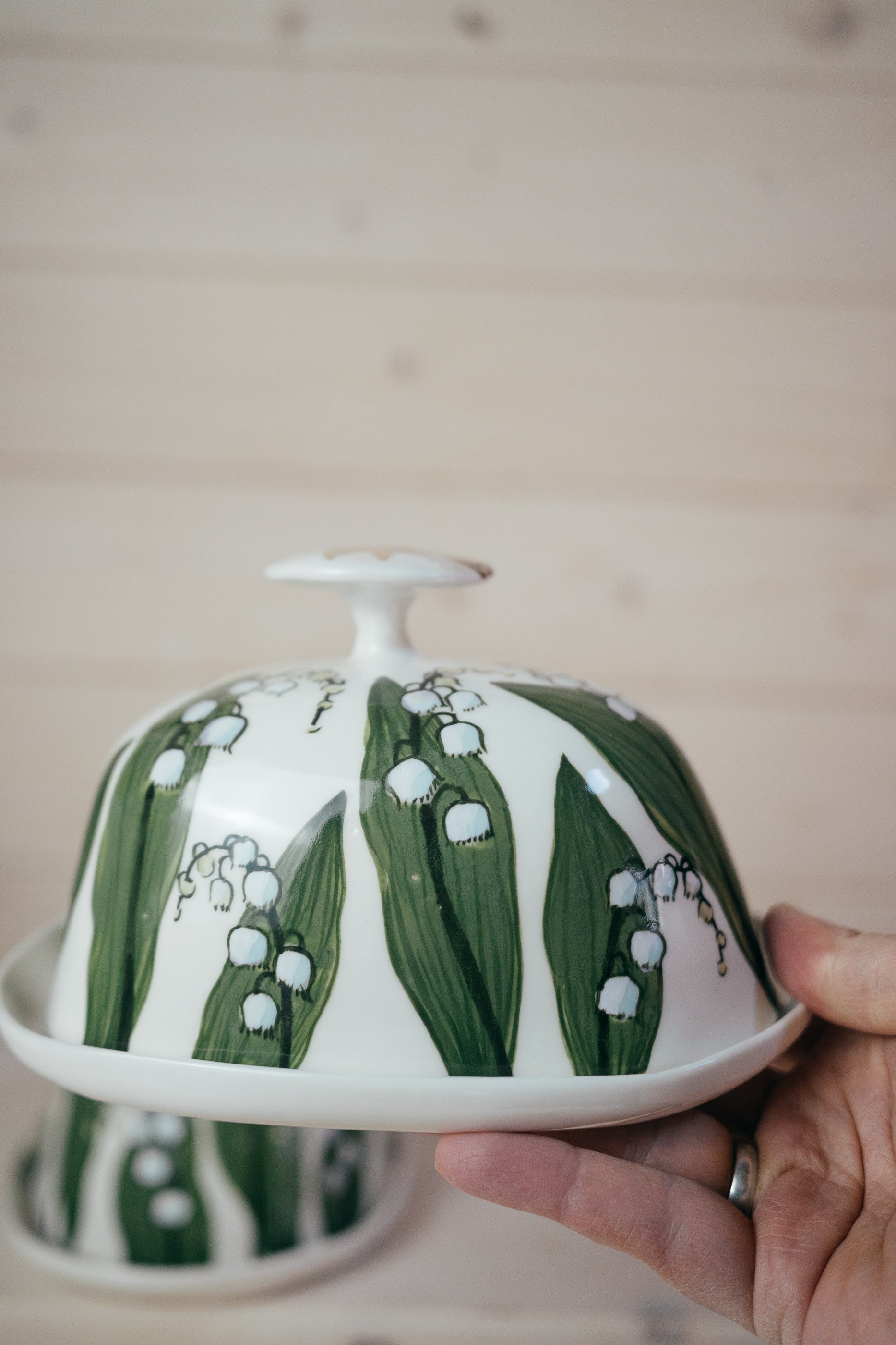 Cīrulis un maijpuķītes | Porcelāna sviesta trauks
