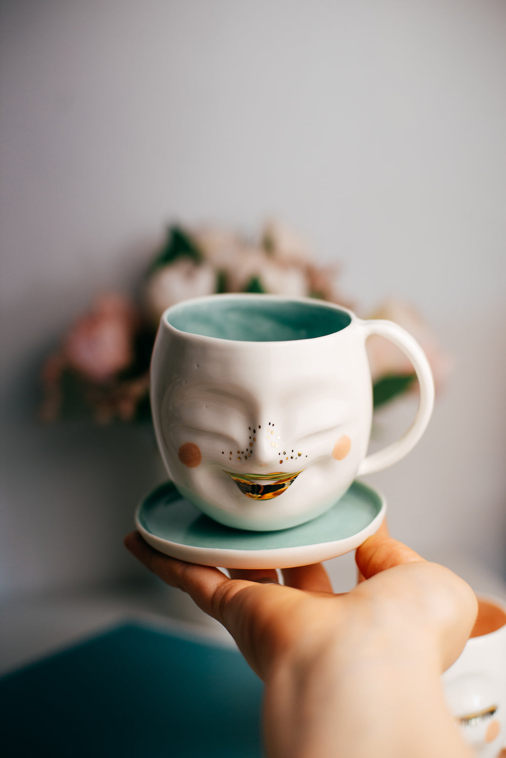 Happy face M rounded size | Porcelain mug