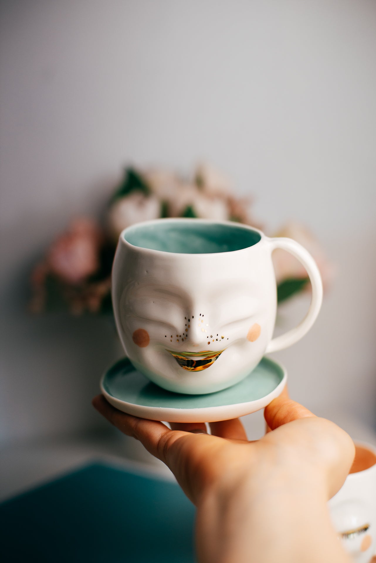 Happy face M rounded size | Porcelain mug