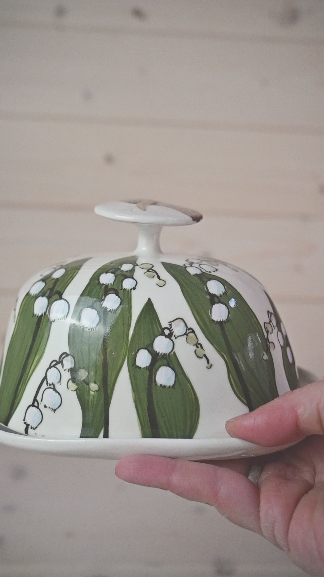 Lark and Lilies of the Valley | Porcelain Butter Dish